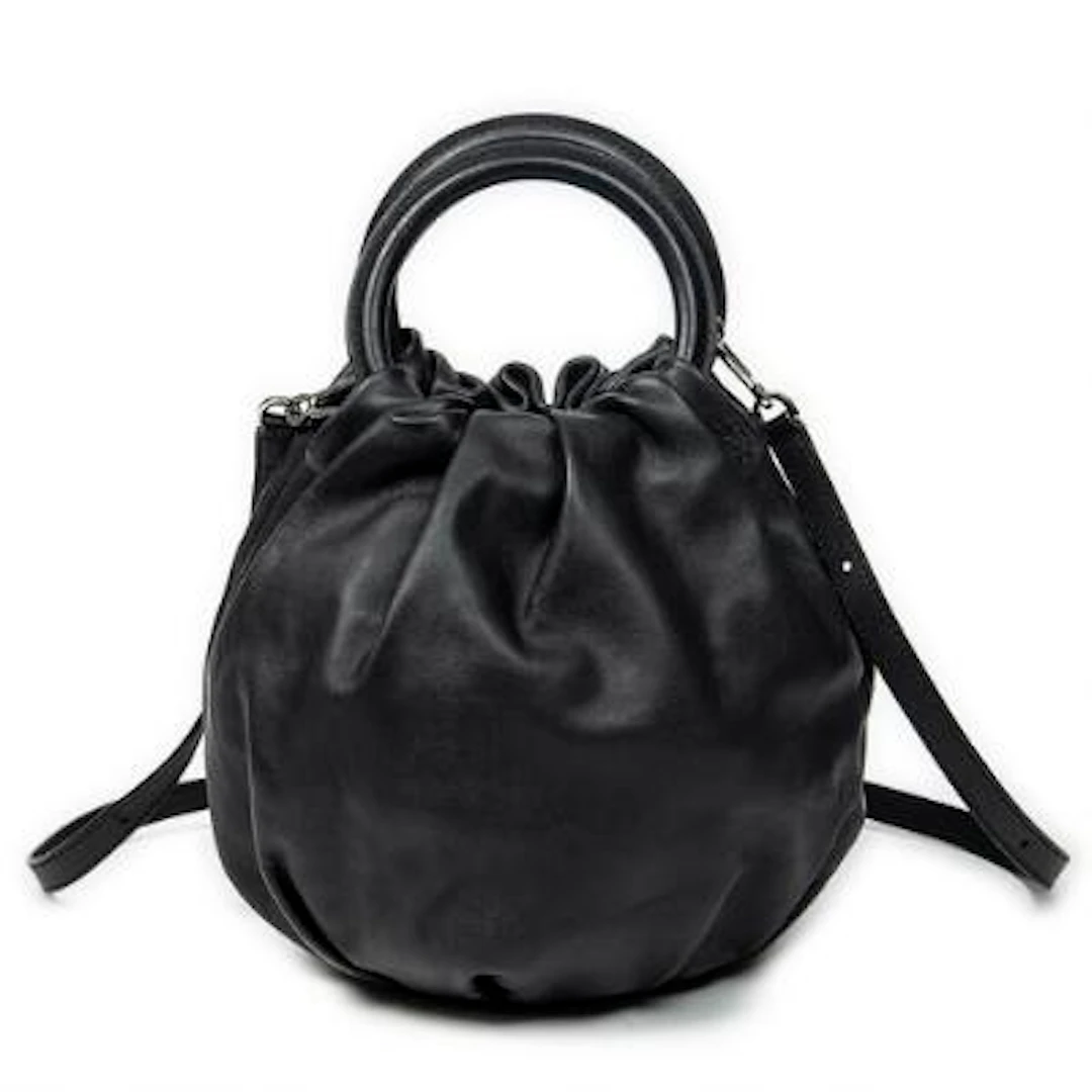 LOEWE: A "Bounce Bag" of black leather with silver-toned hardware