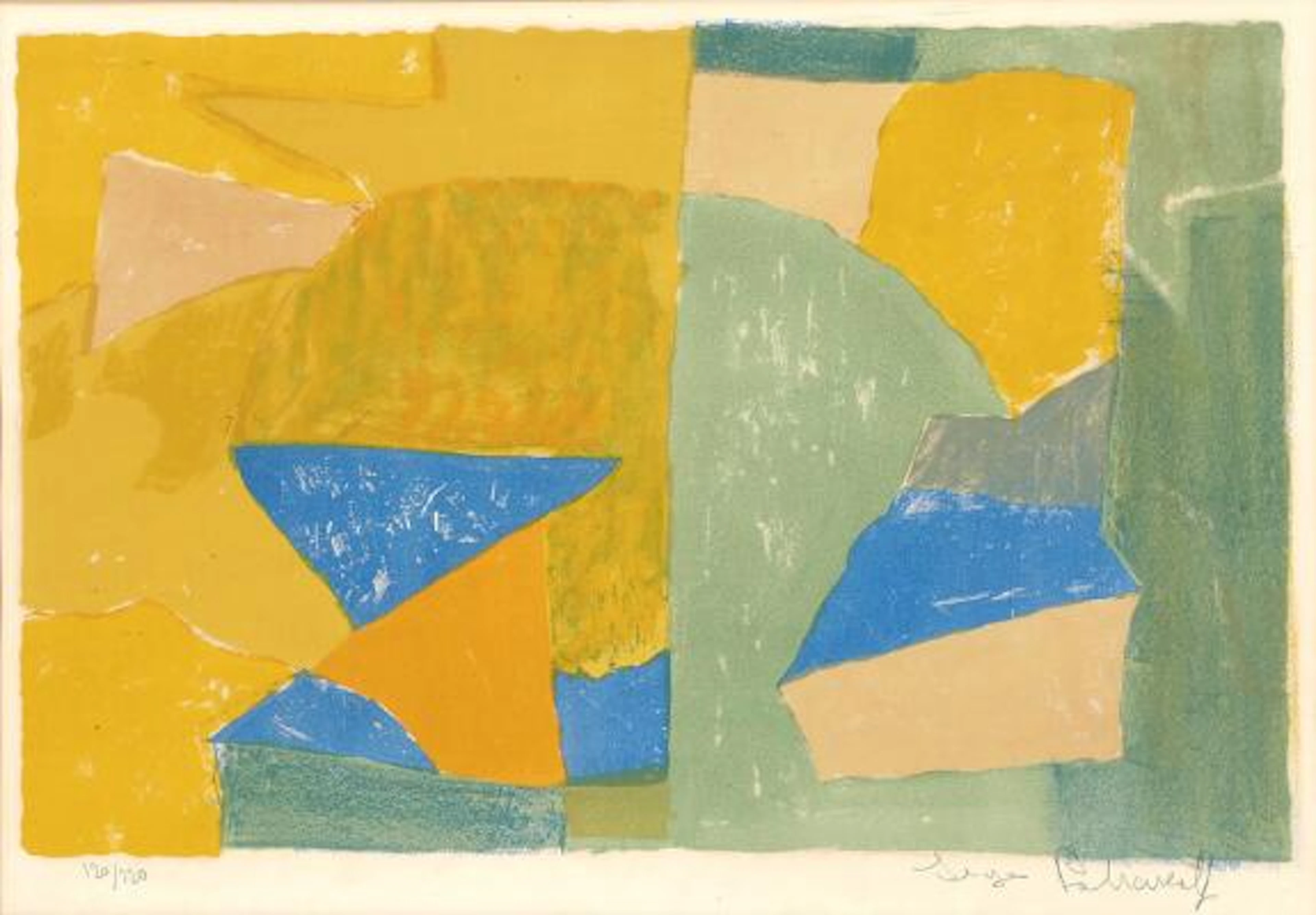 Serge Poliakoff: "Composition jaune, verte, bleue et rouge", 1956.