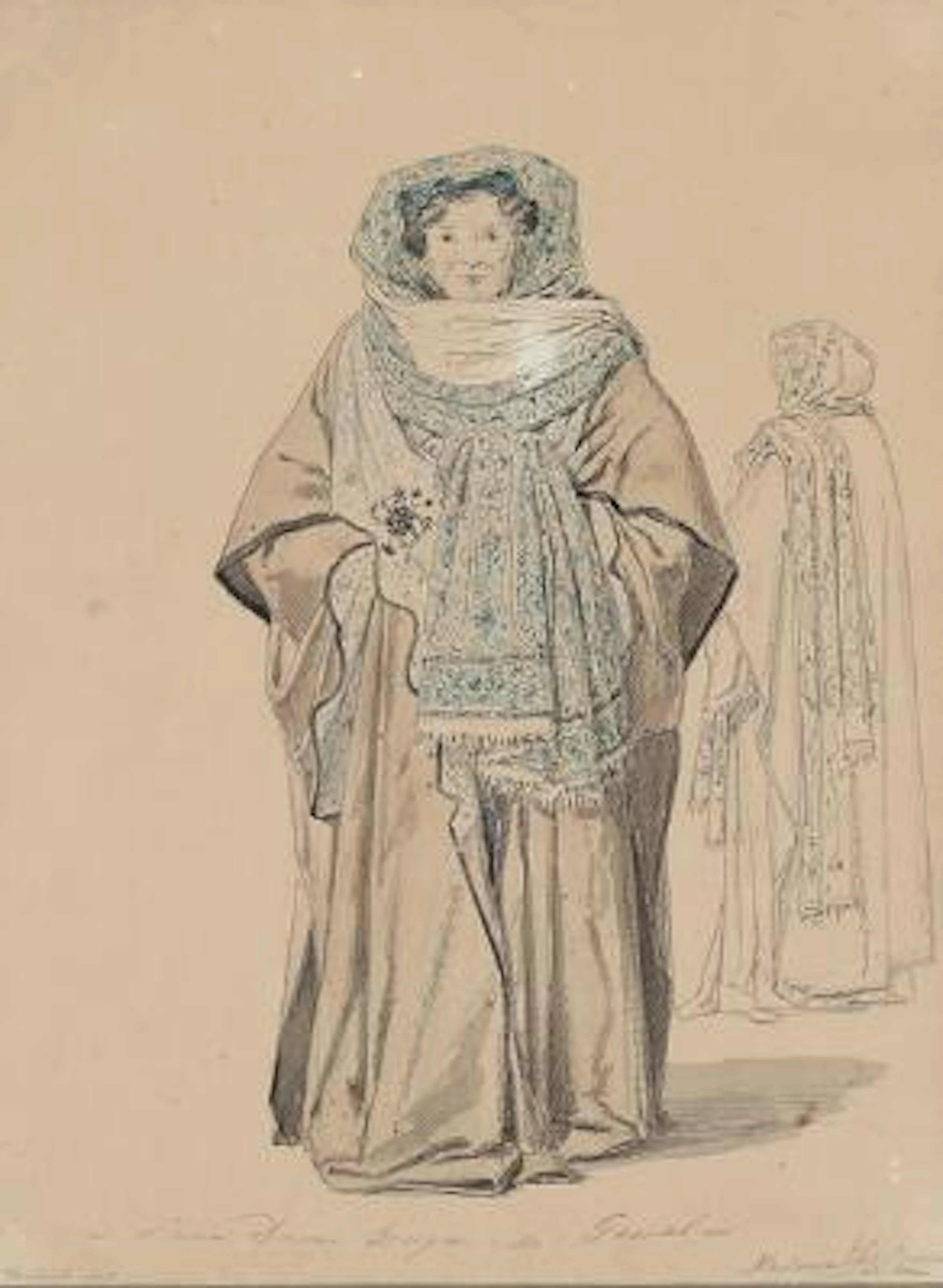 Martinus Rørbye: Portrait of Elisabeth Romani.... 1836. Unsigned.