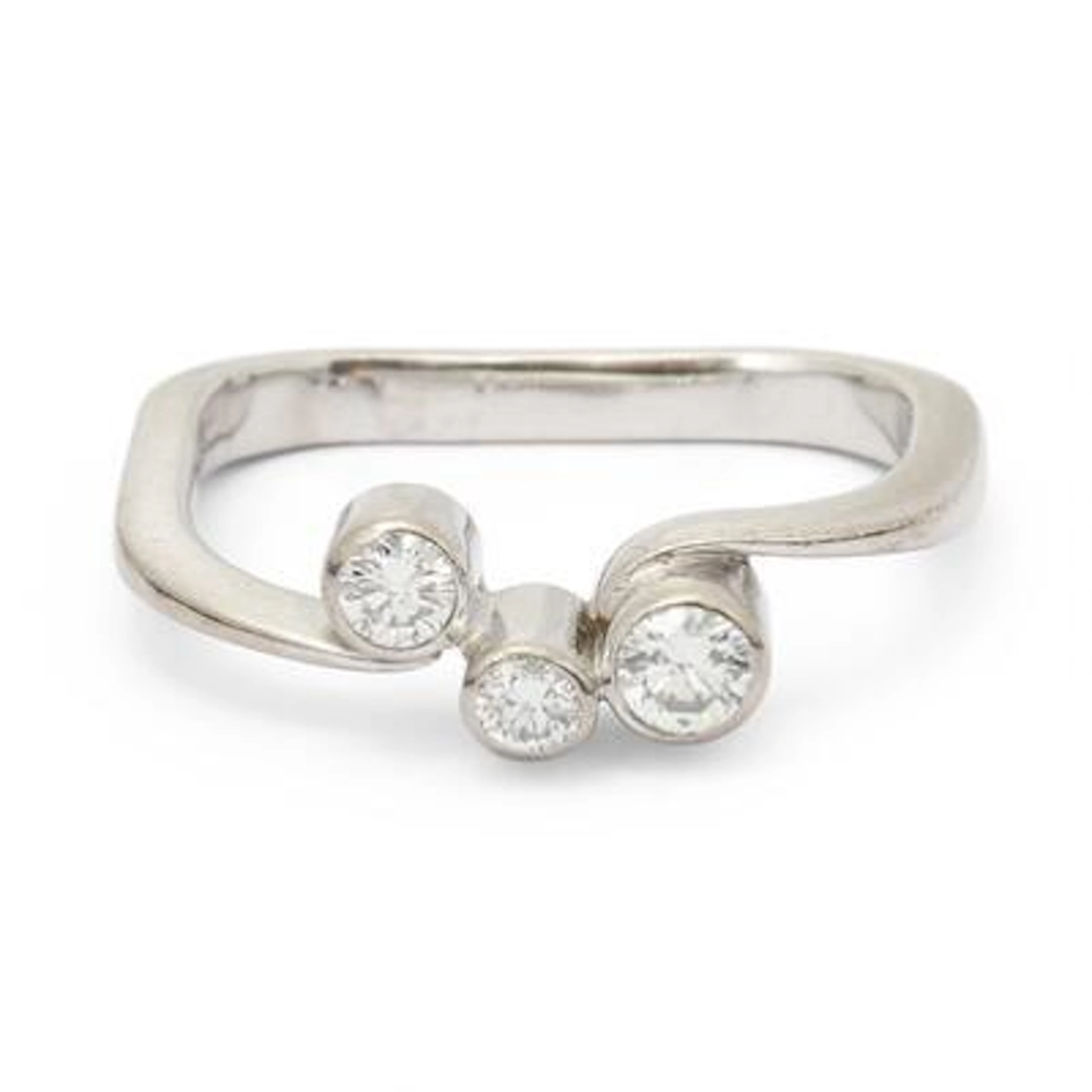 Georg Jensen: A "Cascade" diamond ring set with three diamonds, mounted