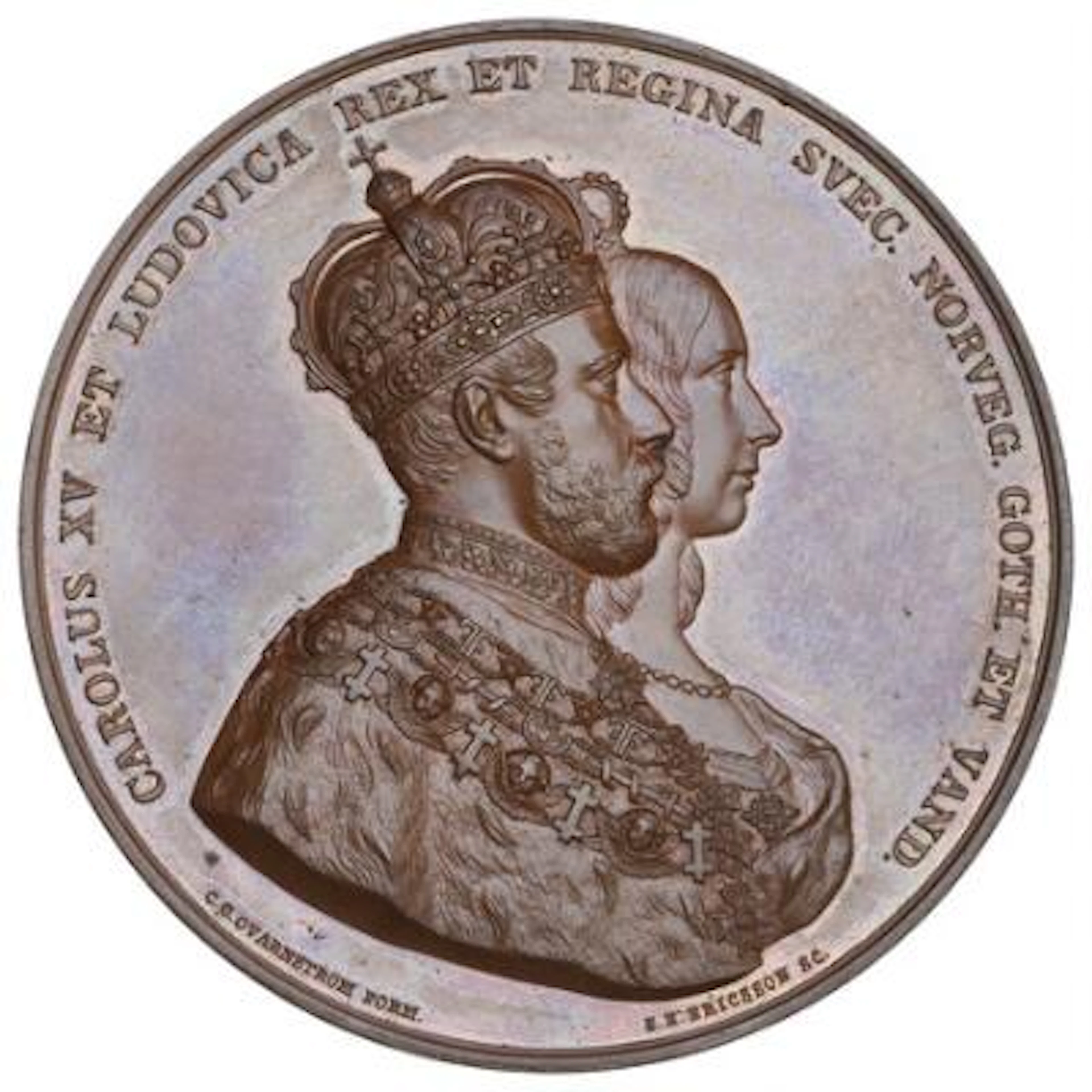 Sweden, Carl XV's crowning on 3rd May 1860, Br., 57 mm, 84.78 g, in