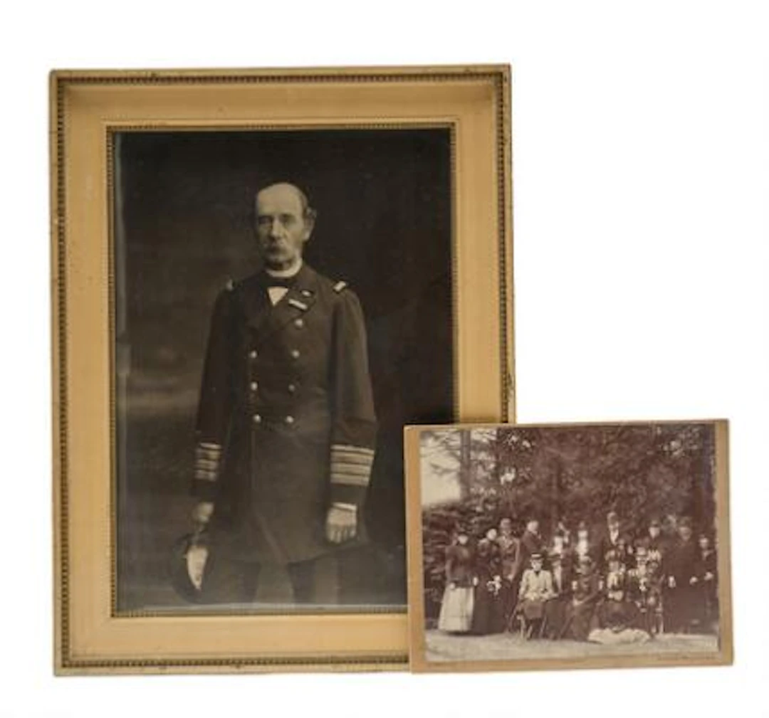 Two royal photographs; Christian IX and a group photograph from the