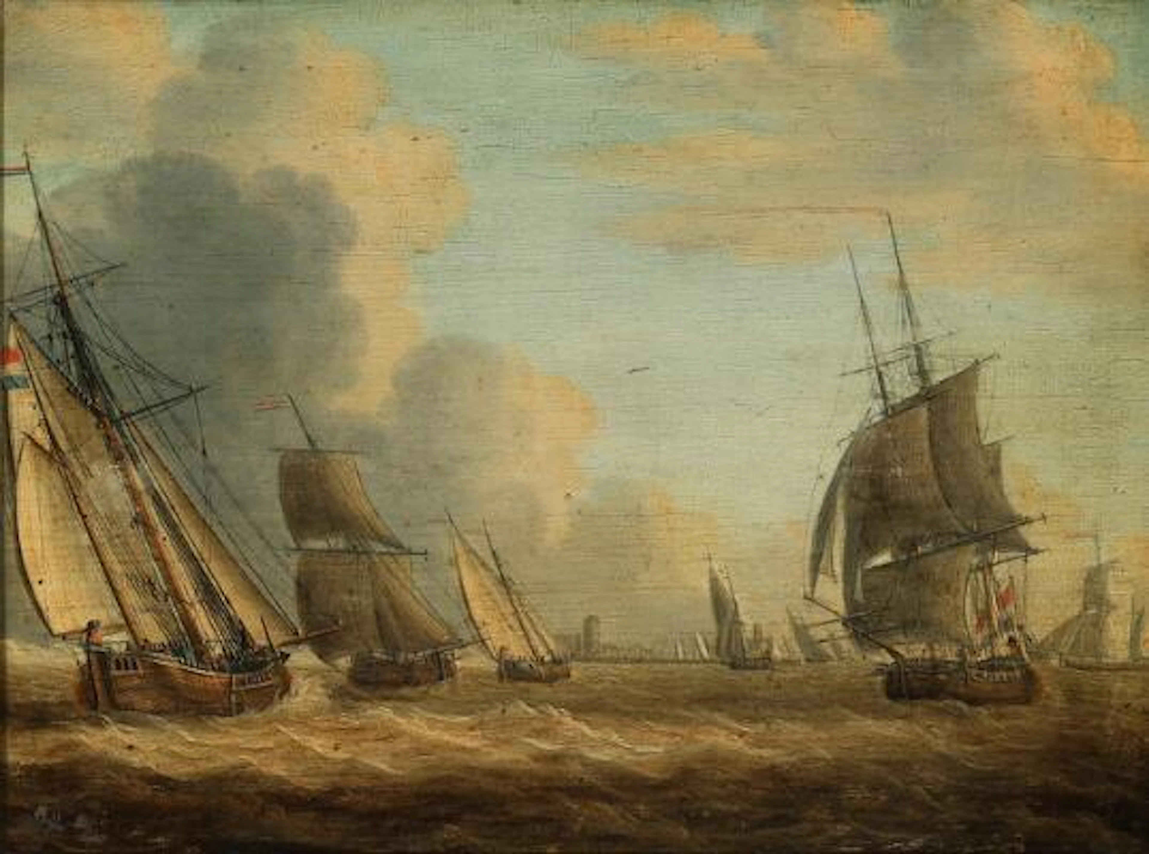 Dutch painter, 17th century: A seascape with lively traffic off the