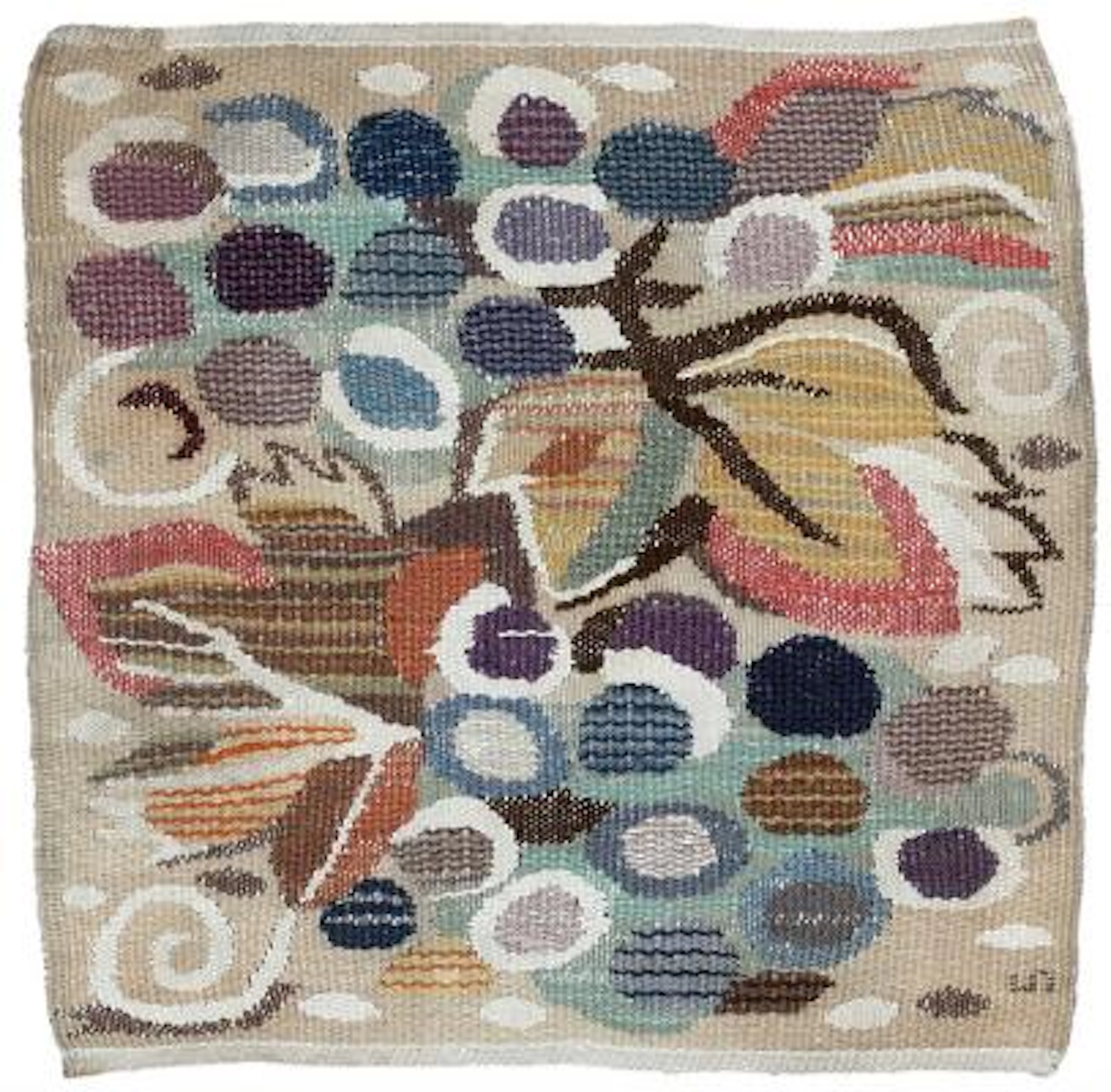 Barbro Sprinchorn: "Vindruvor". A small hand-woven weaving of wool.