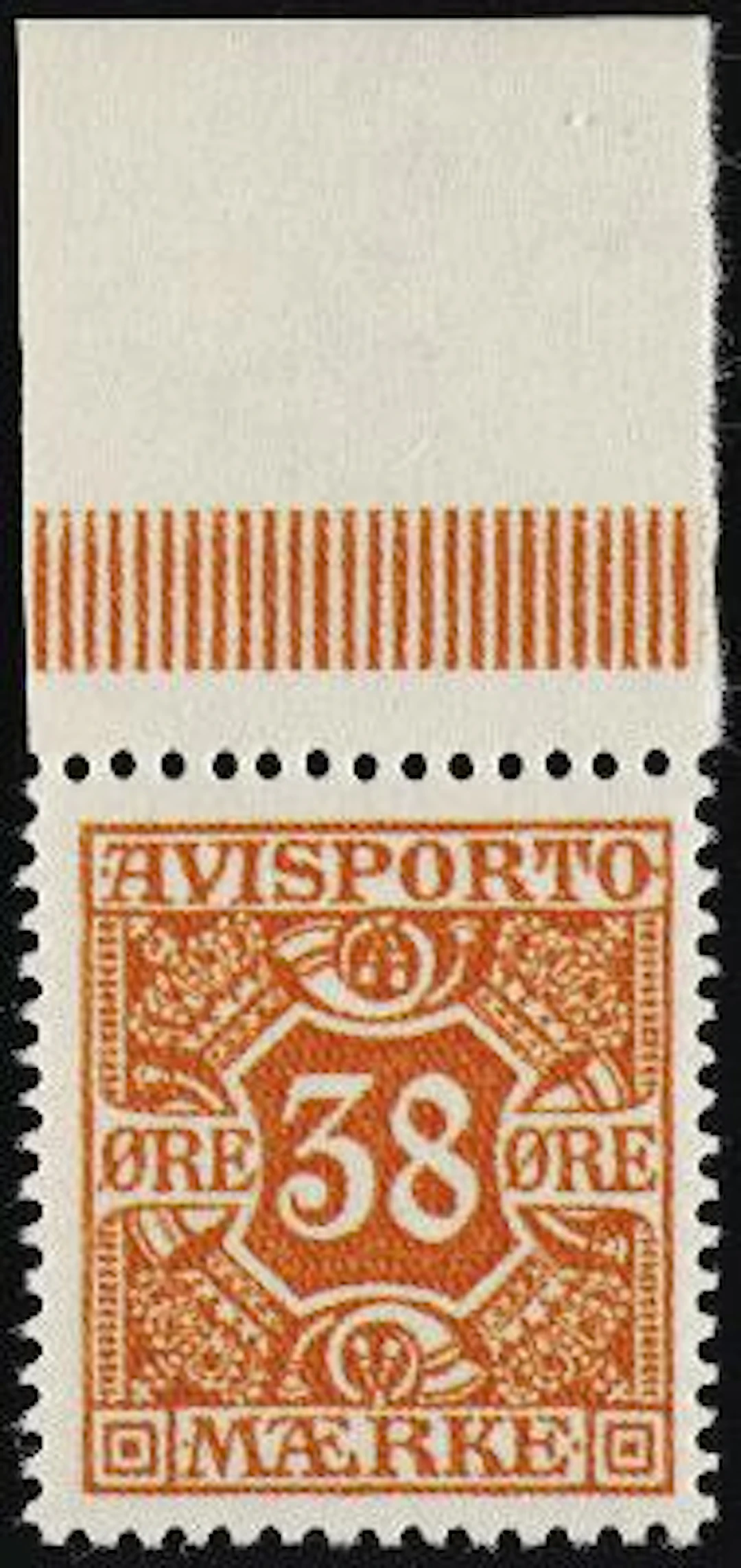 Newspaper. 1914. 38 Øre, orange. Perf. 14, wmk. Crosses. Very fine