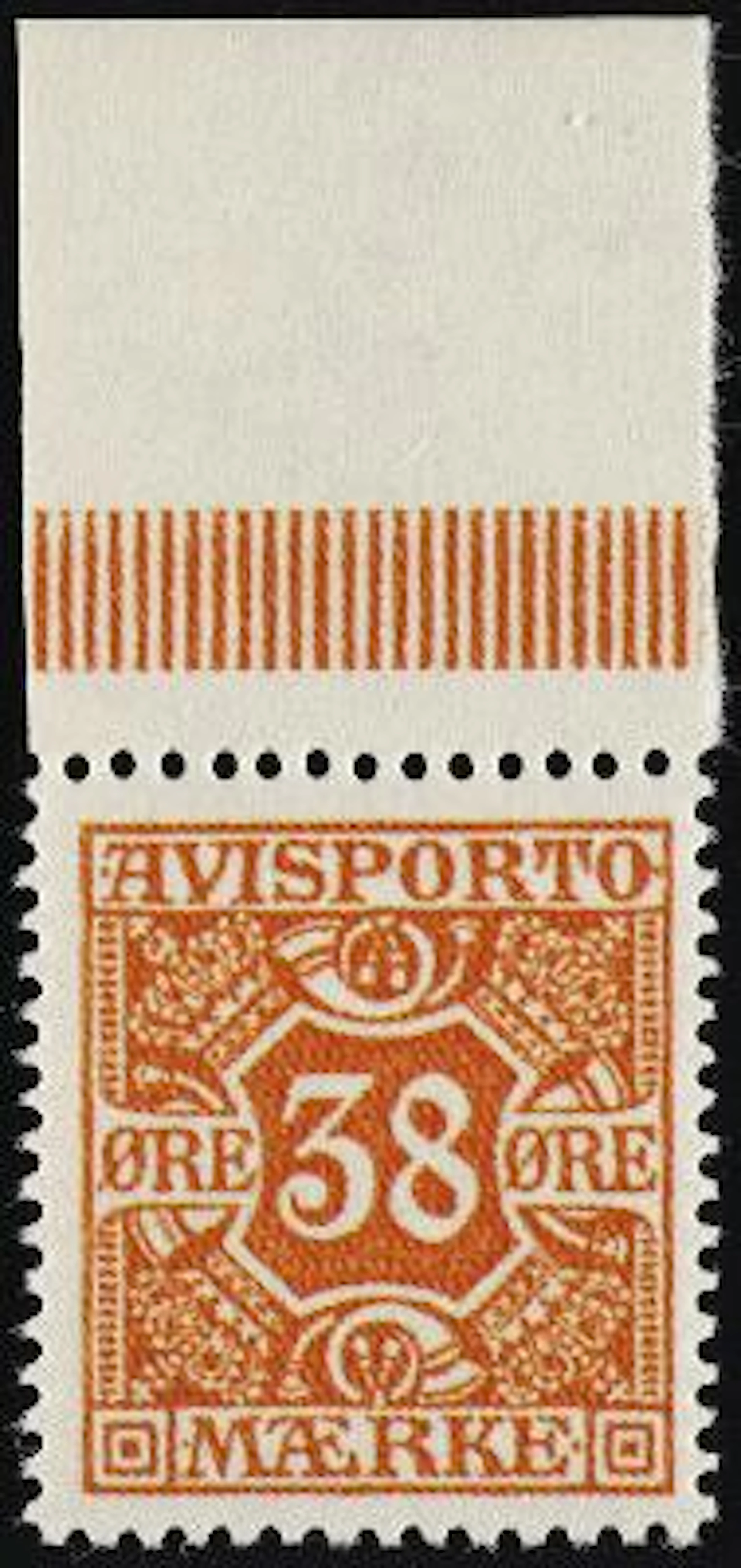 Newspaper. 1914. 38 Øre, orange. Perf. 14, wmk. Crosses. Very fine