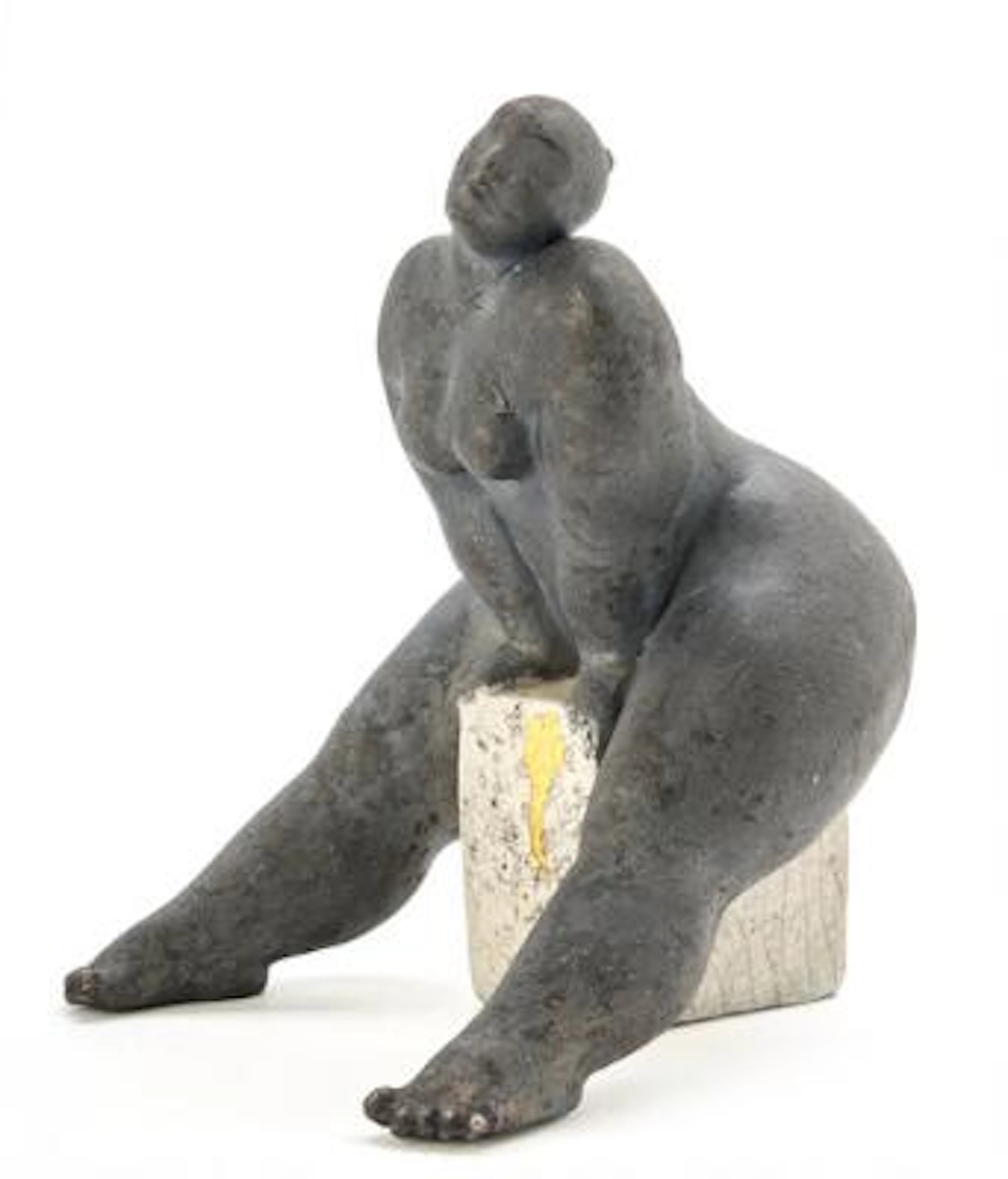 Pernille Brethvad: Woman. Signed PB. Glazed and painted earthenware.