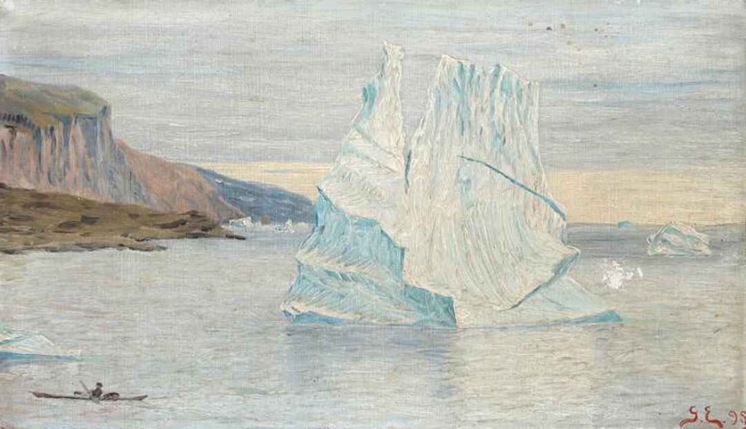 Unknown artist, 19th century: Scene from Greenland with a hunter on