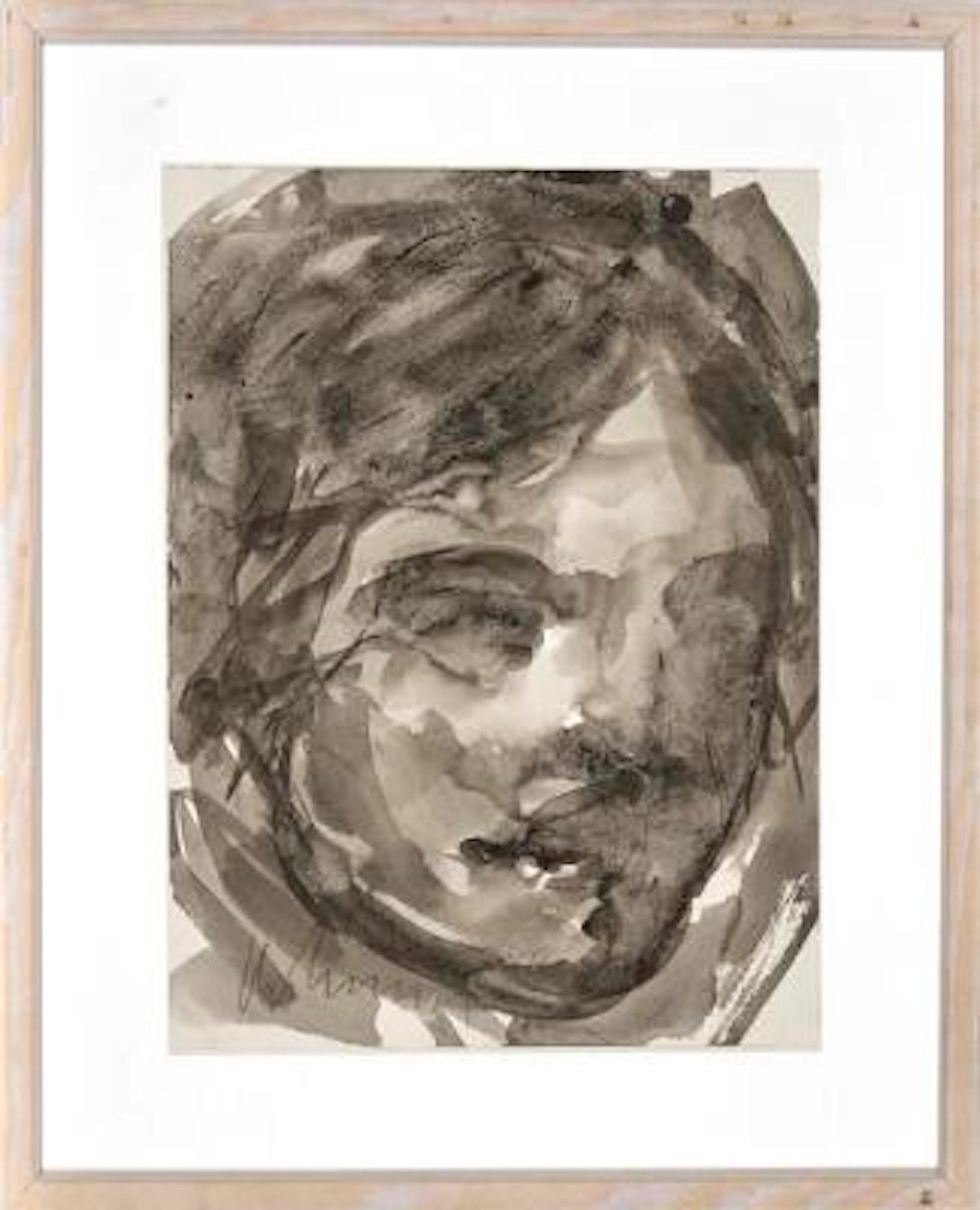 Christian Lemmerz: Portrait, 2003. Signed Lemmerz. Indian ink on paper.