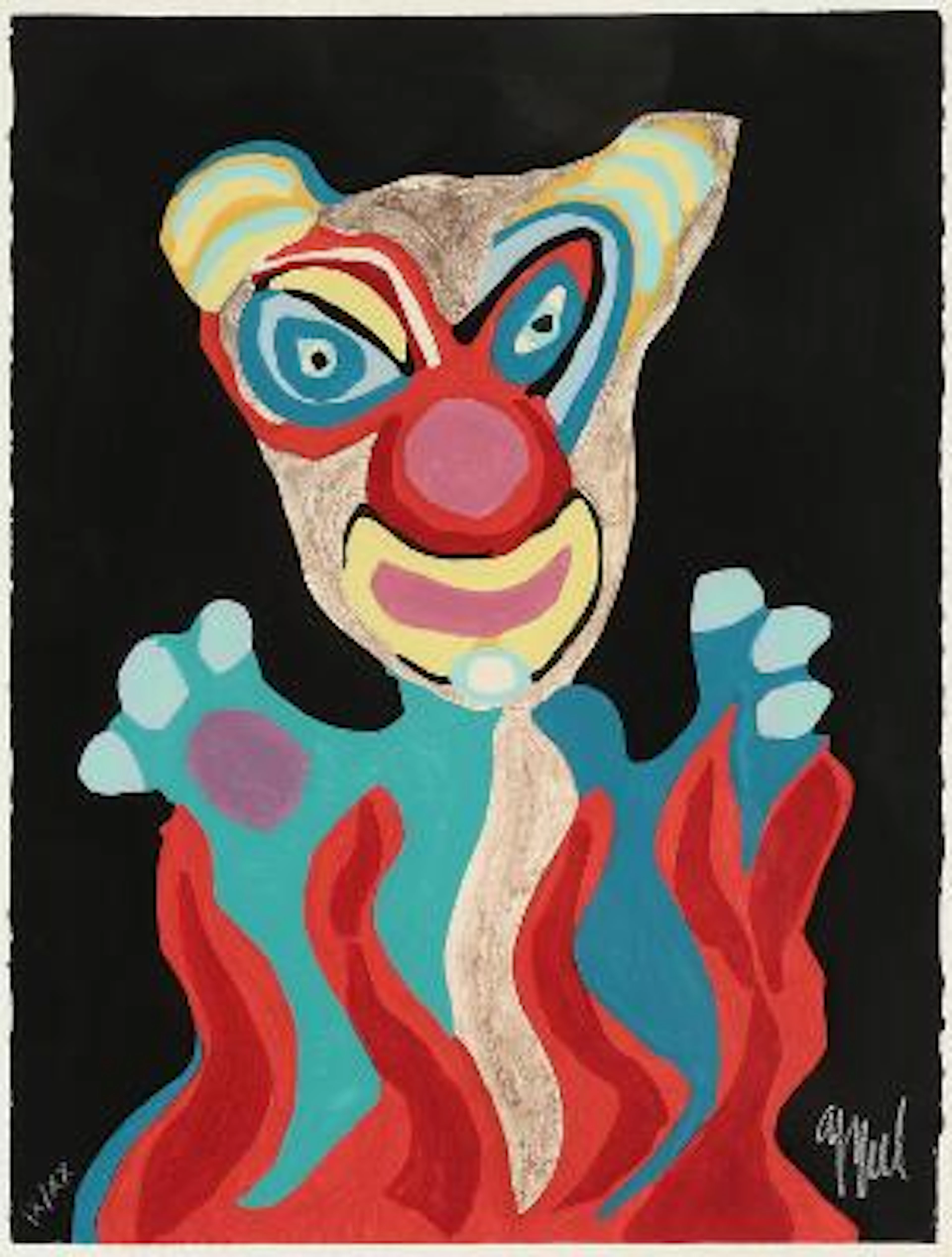 Karel Appel: "Barbare civilisé". Signed Appel, IX/XX. Engraving and