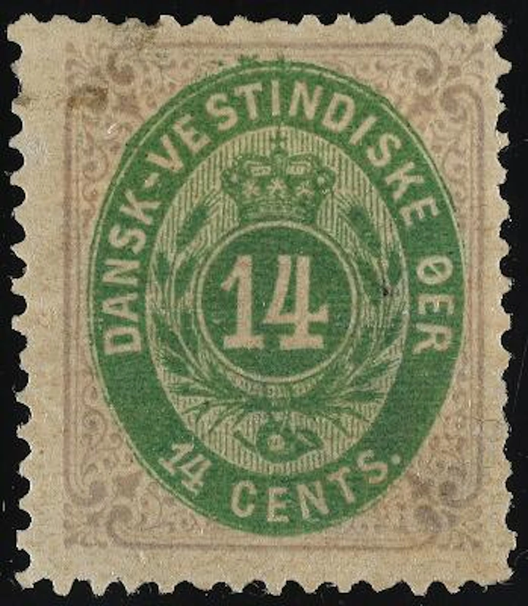 Danish West Indies. 1873. 14 Cents, lilac/green. INVERTED FRAME. Very