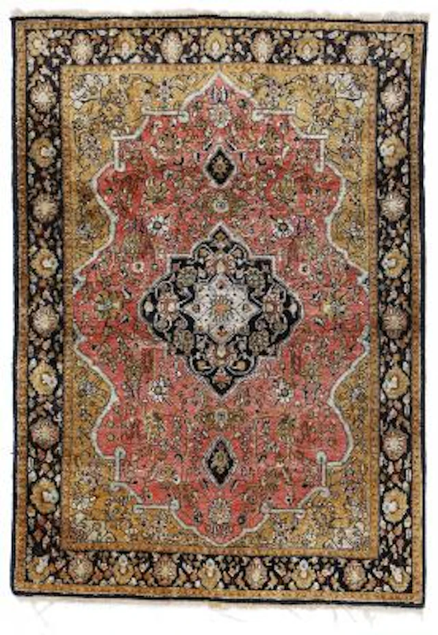 A Qum full silk rug, Persia. Maedallion design. 20th century. 156