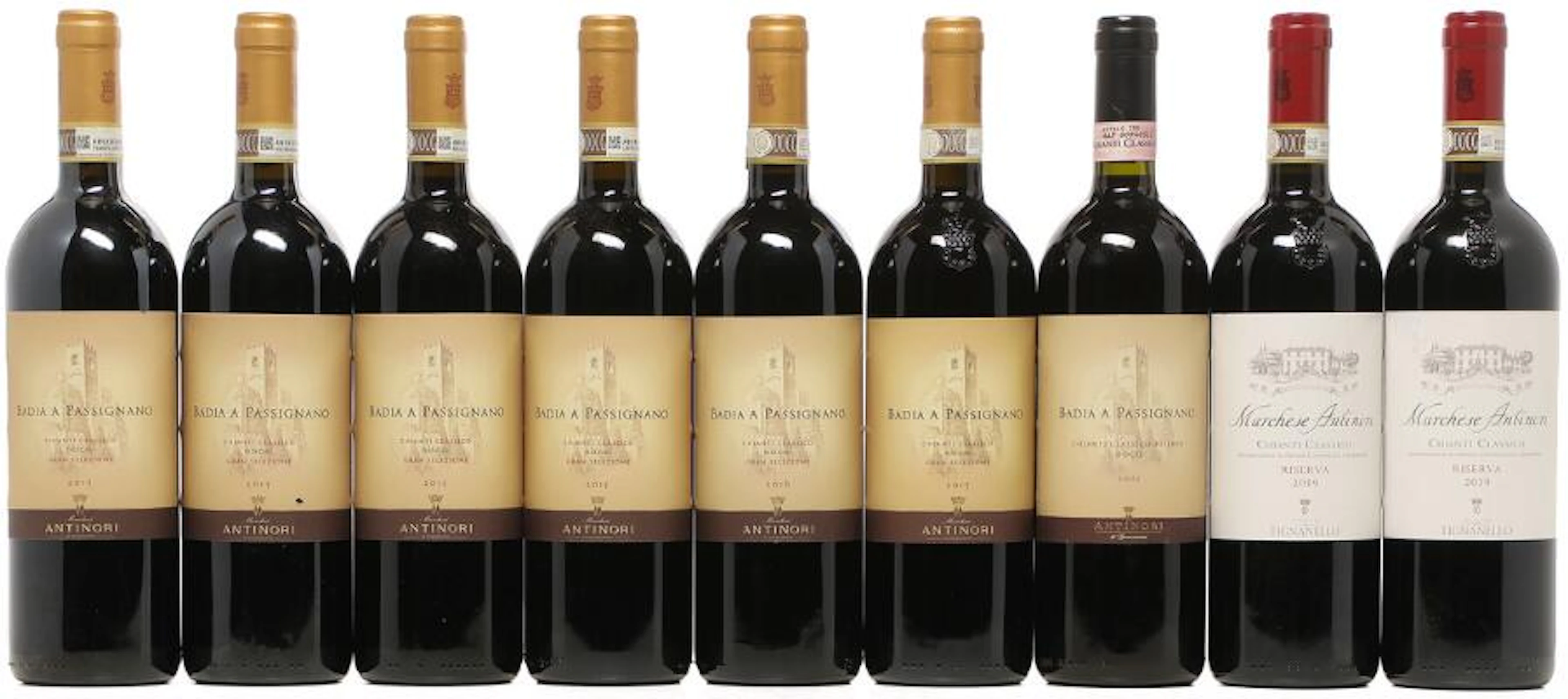 2 bts. Chianti Classico, Badia a Passignano, Antinori 2013 A (hf/in).
