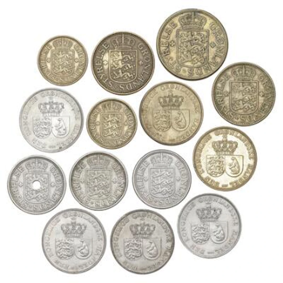 Greenland, 25 øre 1926 w/o hole (2 pcs), 25 øre 1926 with hole, 50