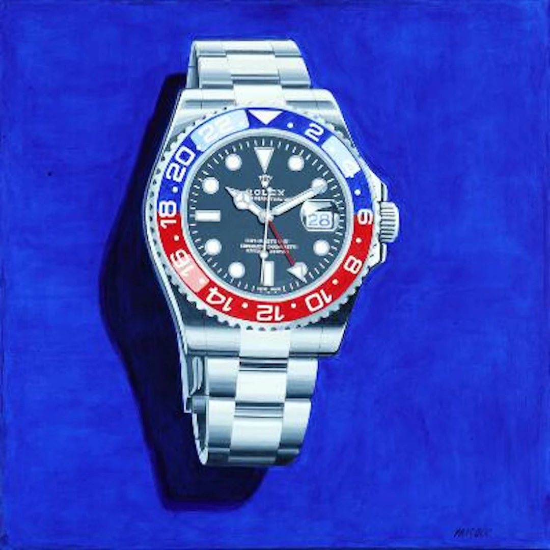 Hans Due: "Rolex Pepsi GMT Master II...", 2025. Signed Hans Due. Acrylic