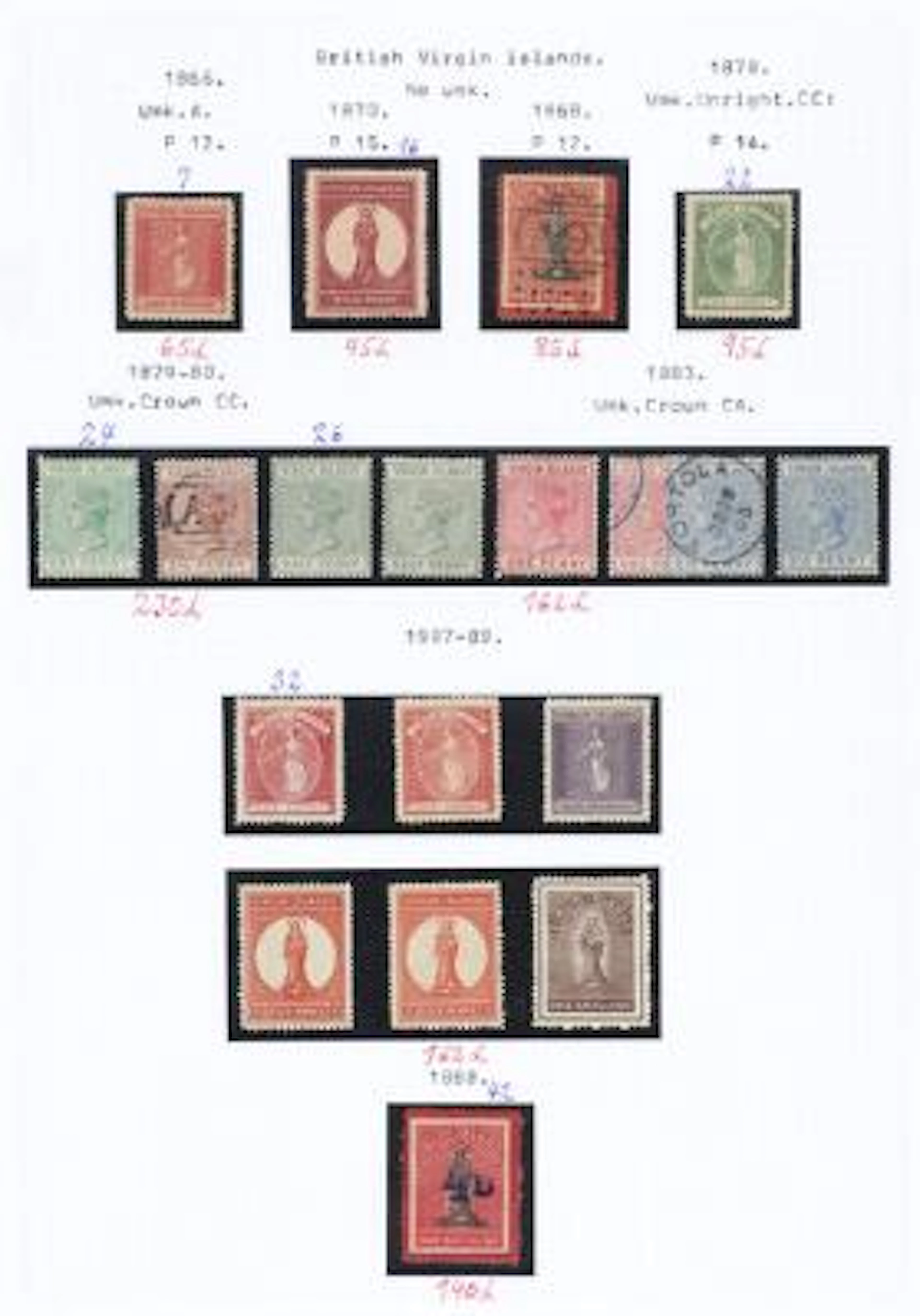 British Virgin Islands. 1866-1980. Fine collection on homemade albumpages