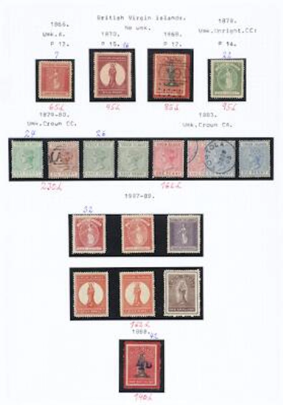 British Virgin Islands. 1866-1980. Fine collection on homemade albumpages