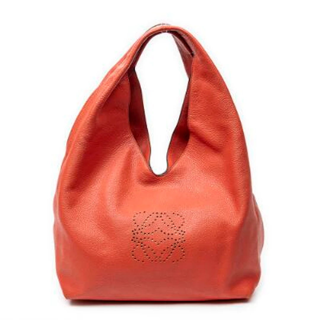 LOEWE: A "Dunas Hobo" bag in reddish-pink leather with silver-tone