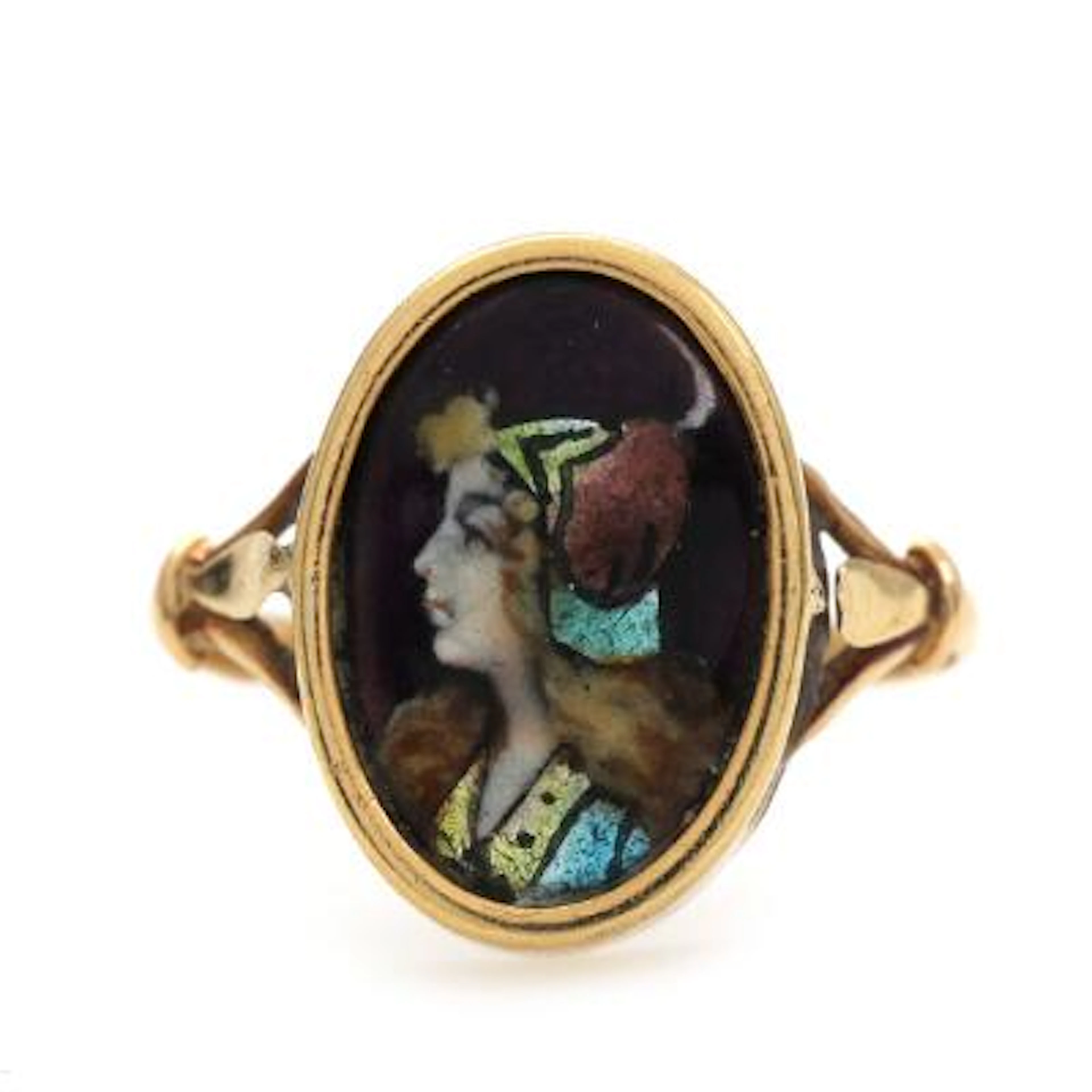 Ring set with enamel, mounted in 18k gold. Size 52. – Bruun Rasmussen