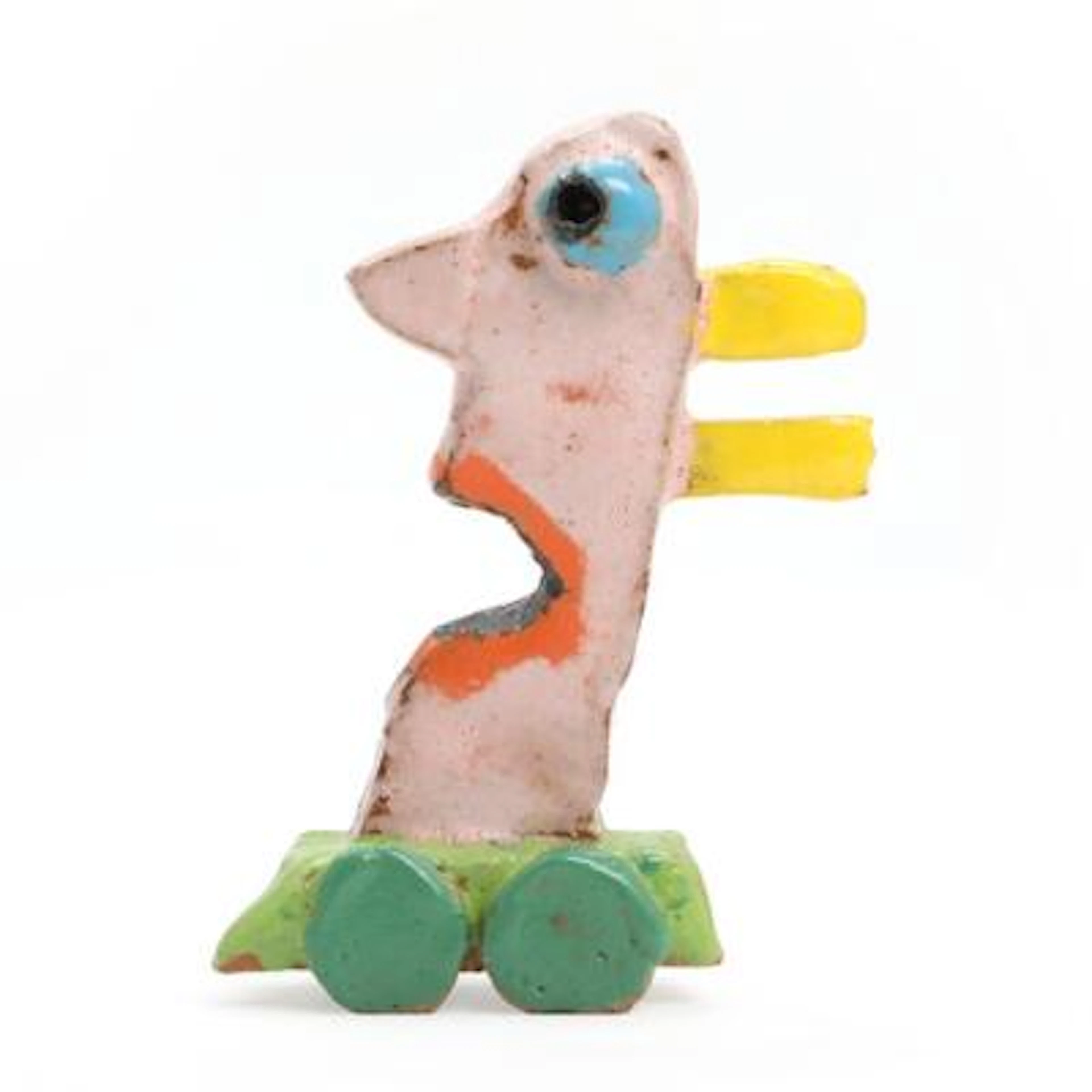 Leif Sylvester: Blue-eyed driver. Signed LS. Polychrome decorated