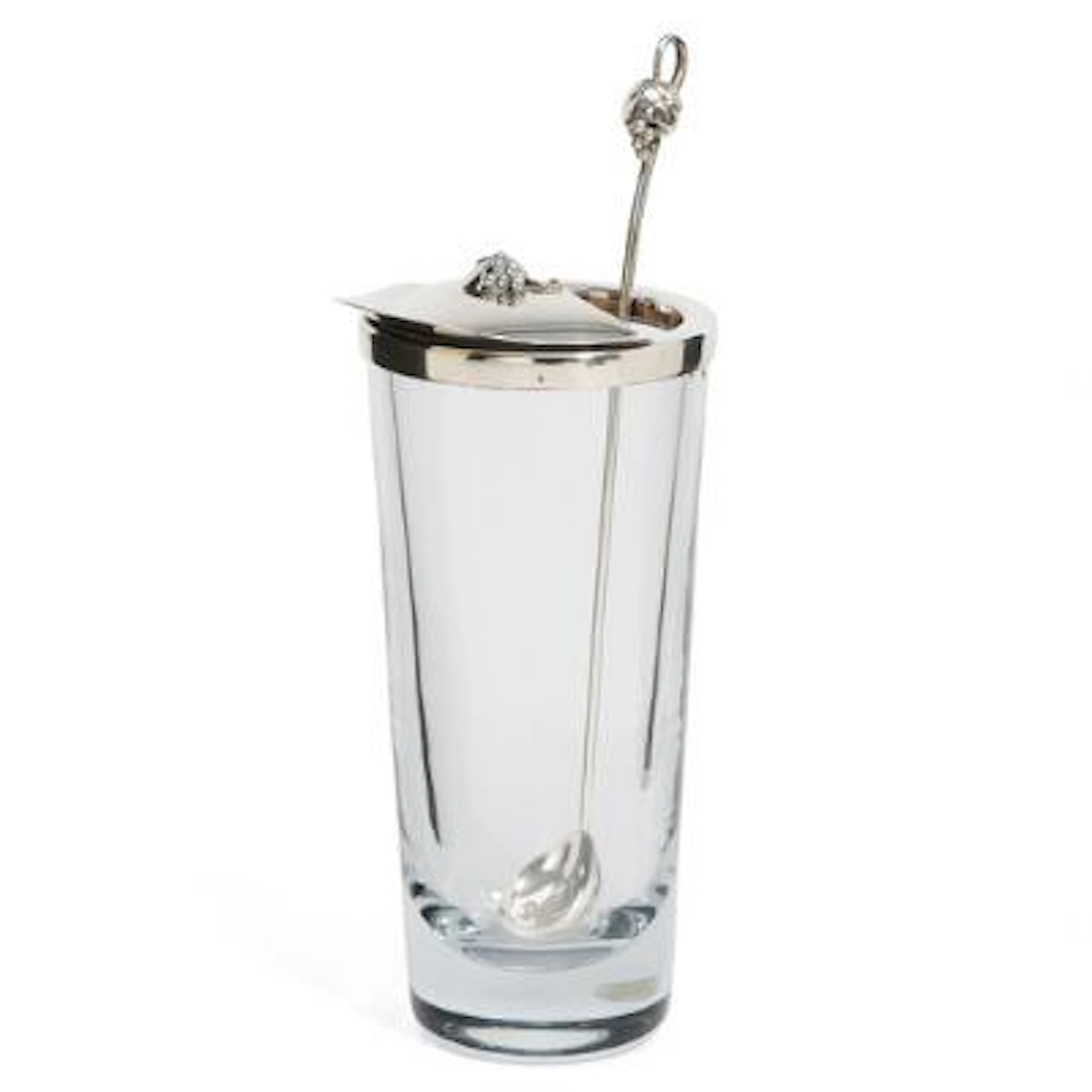 E. Dragsted: Cocktail jug in clear glass with sterling silver mounting