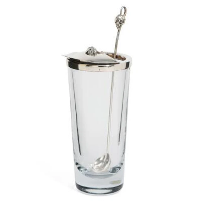 E. Dragsted: Cocktail jug in clear glass with sterling silver mounting