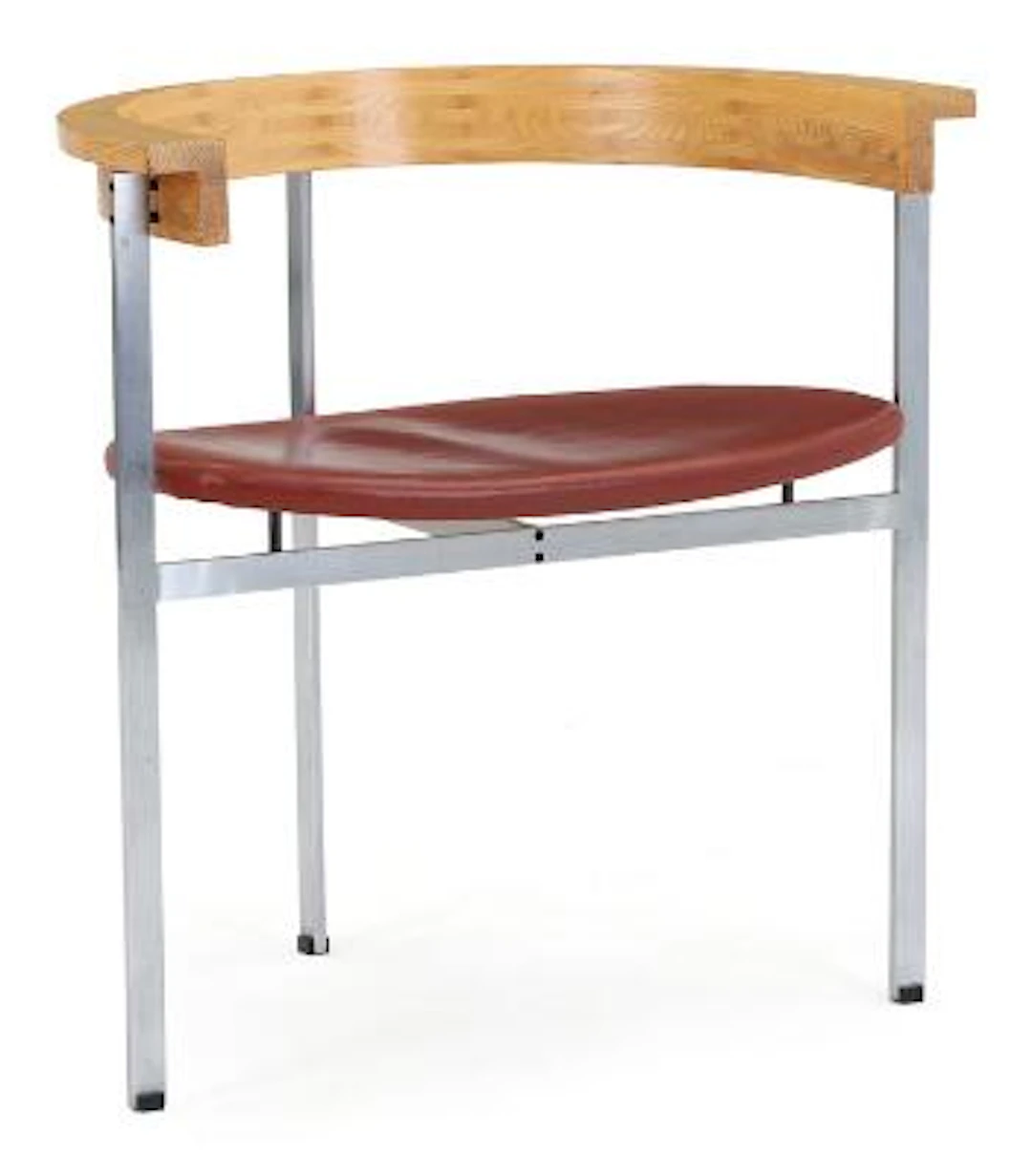 Poul Kjærholm: "PK 11". Armchair in steel. Back and armrests in ash.