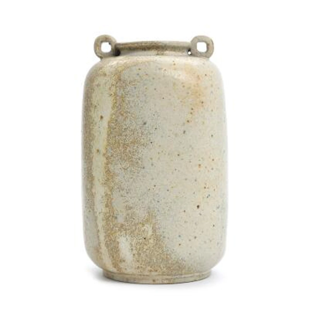 Arne Bang: Four-sided stoneware vase, modelled with two small handles.