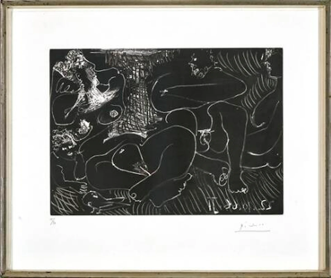 Pablo Picasso: "Personnages nus", 22 October 1966, II. Signed Picasso