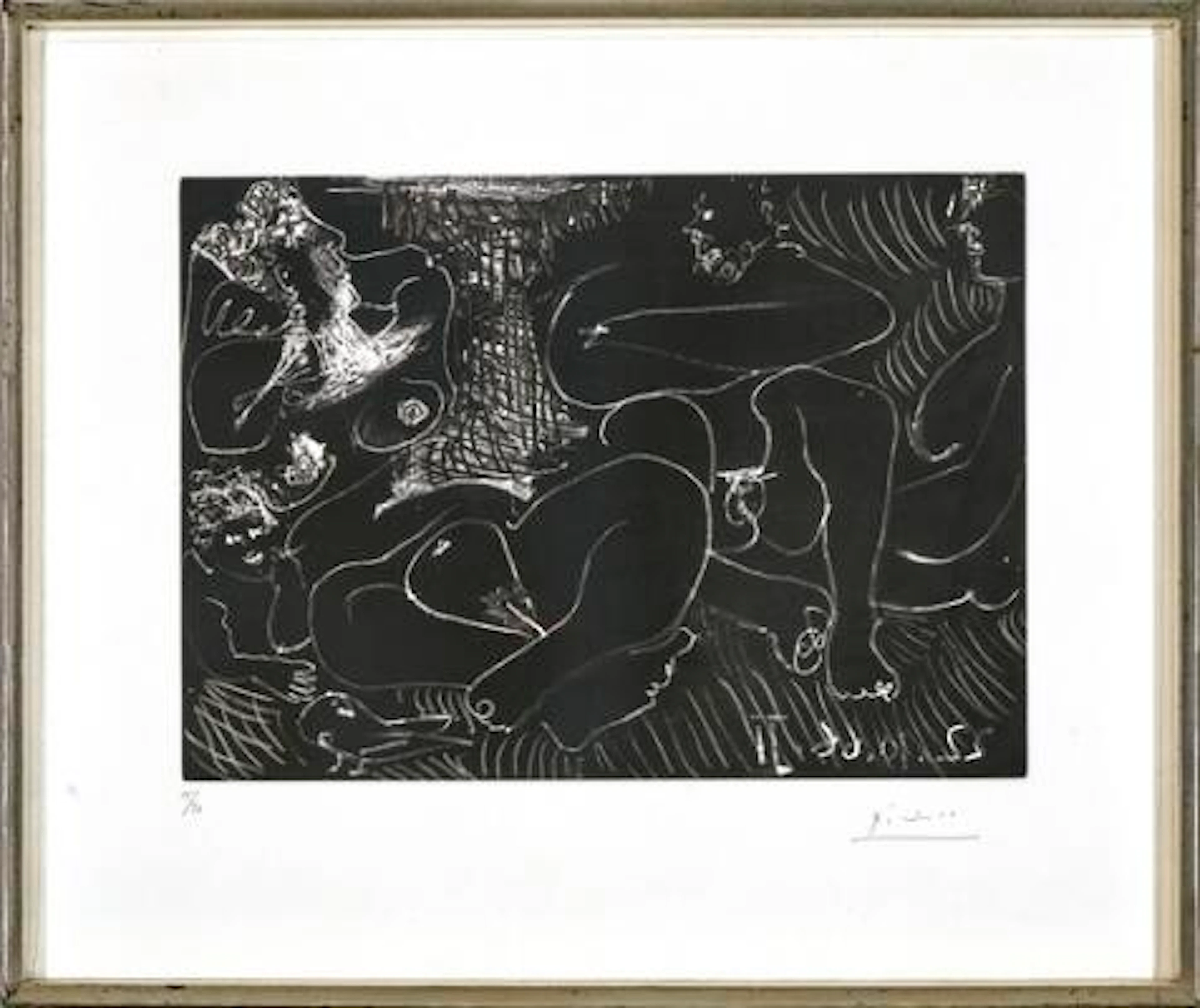 Pablo Picasso: "Personnages nus", 22 October 1966, II. Signed Picasso