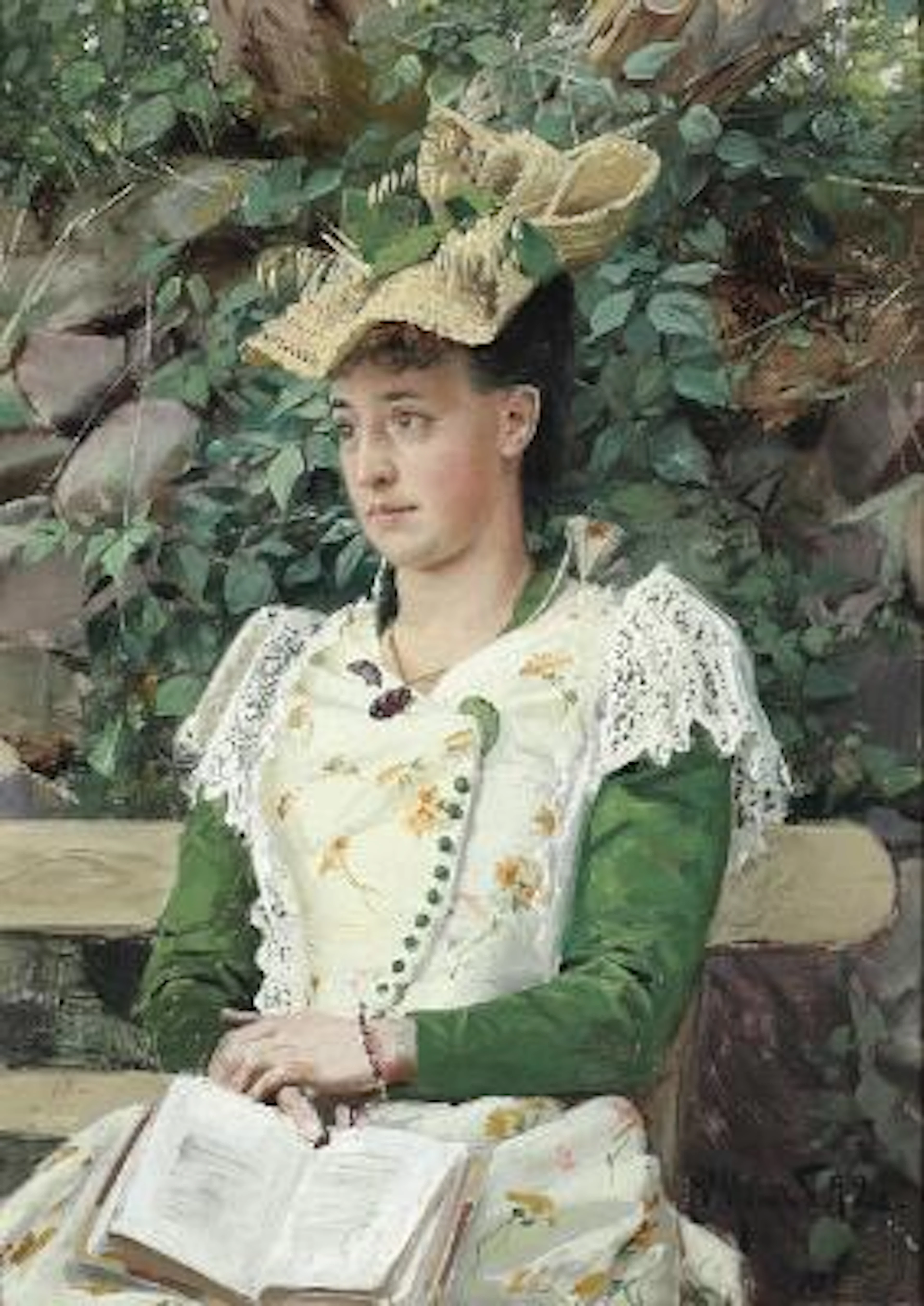 Peder Mønsted: Portrait of a woman reading. Signed P. Mønsted and