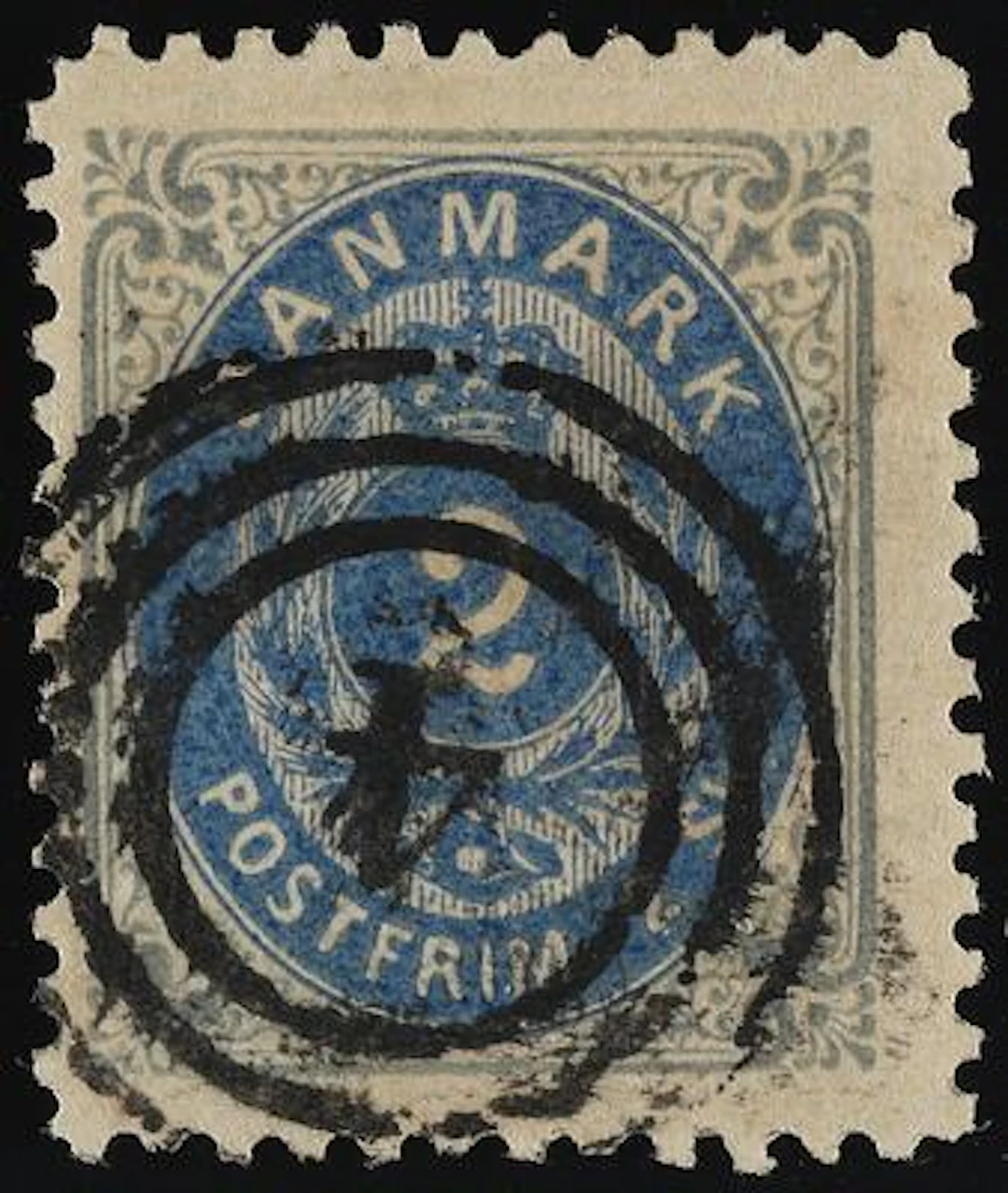 1870. 2 Skilling, grey/ultramarine. Line perforated 12 1/2. Excellent
