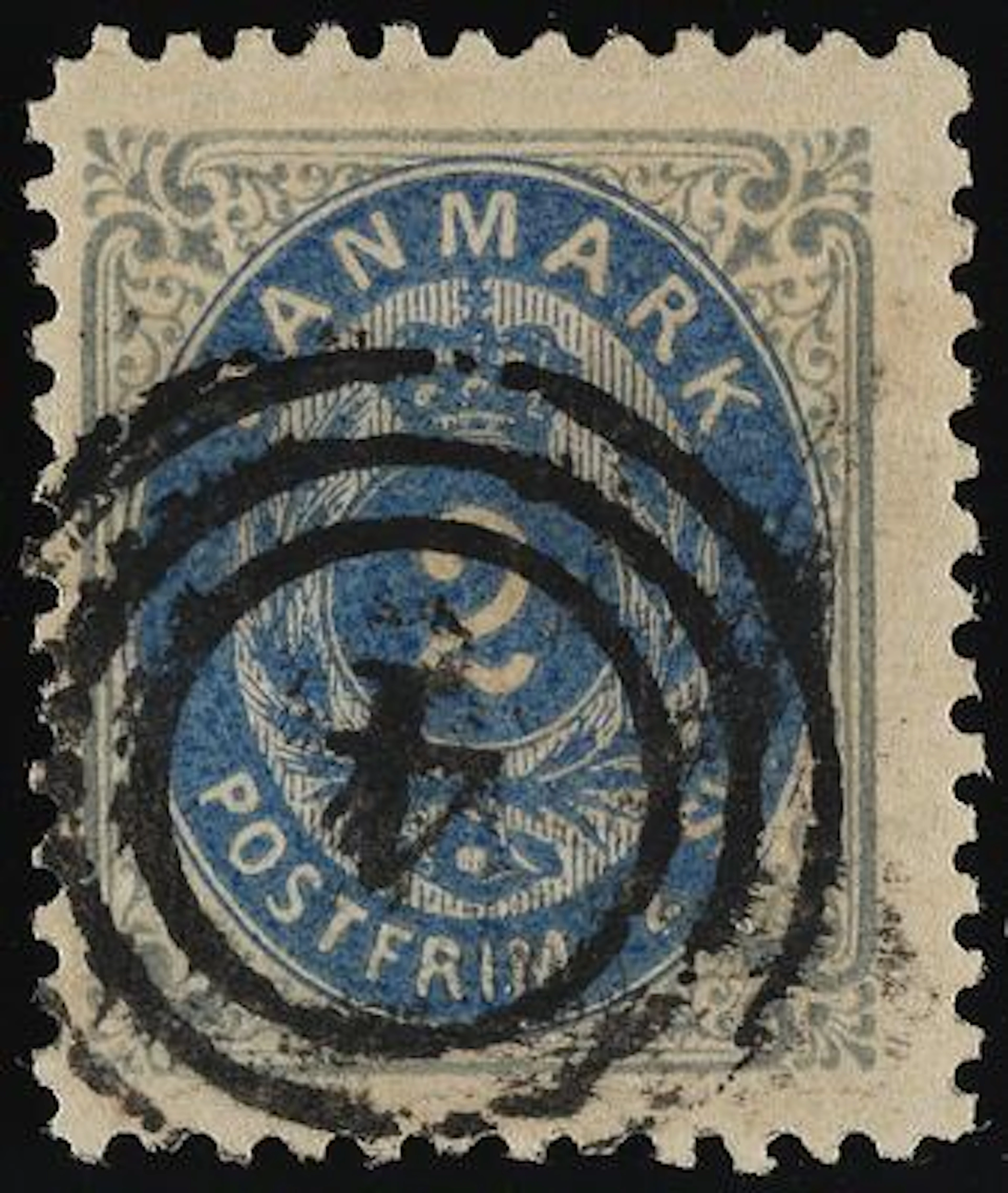 1870. 2 Skilling, grey/ultramarine. Line perforated 12 1/2. Excellent