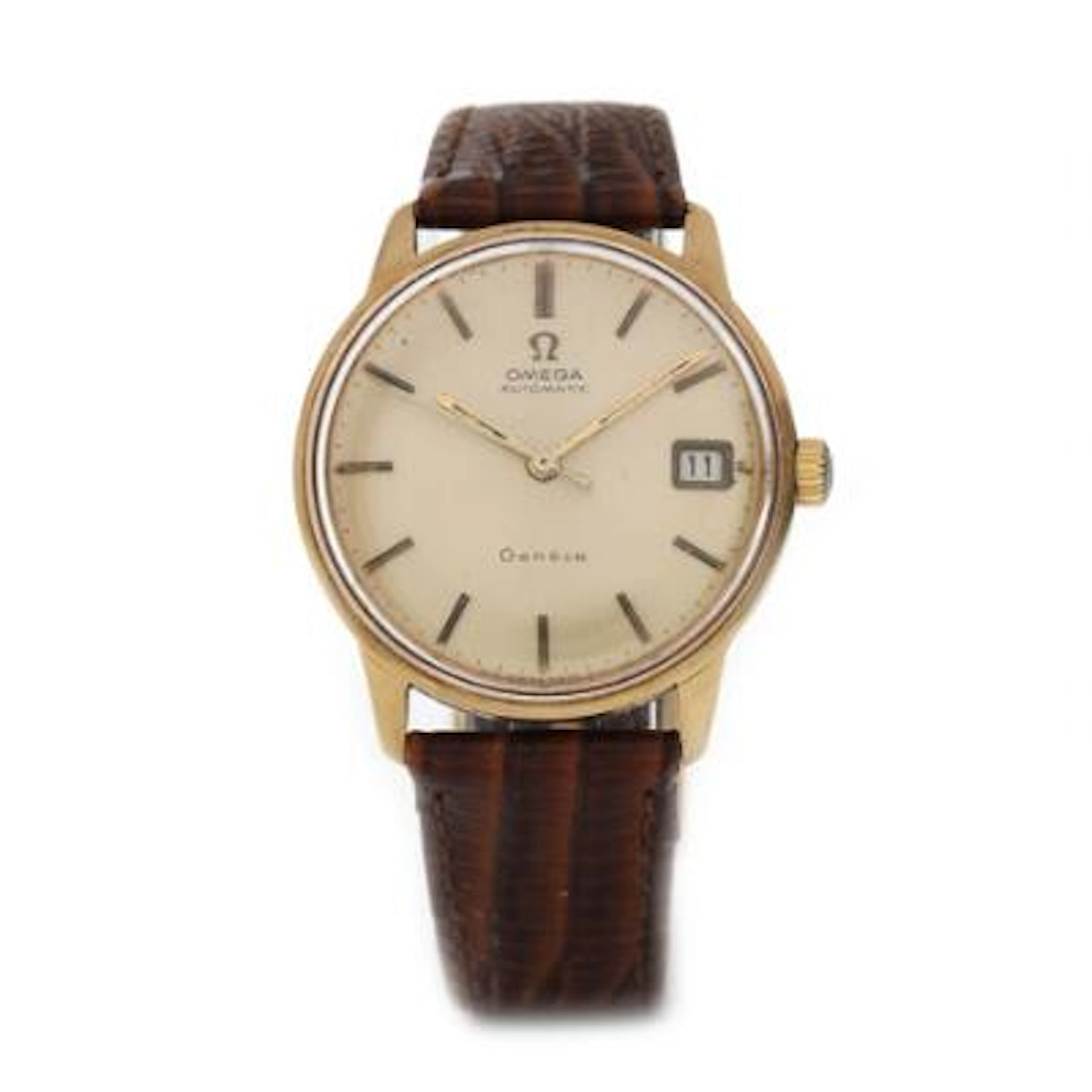 Omega: Wristwatch of 14k gold, ref. 166.001. Mechanical movement with