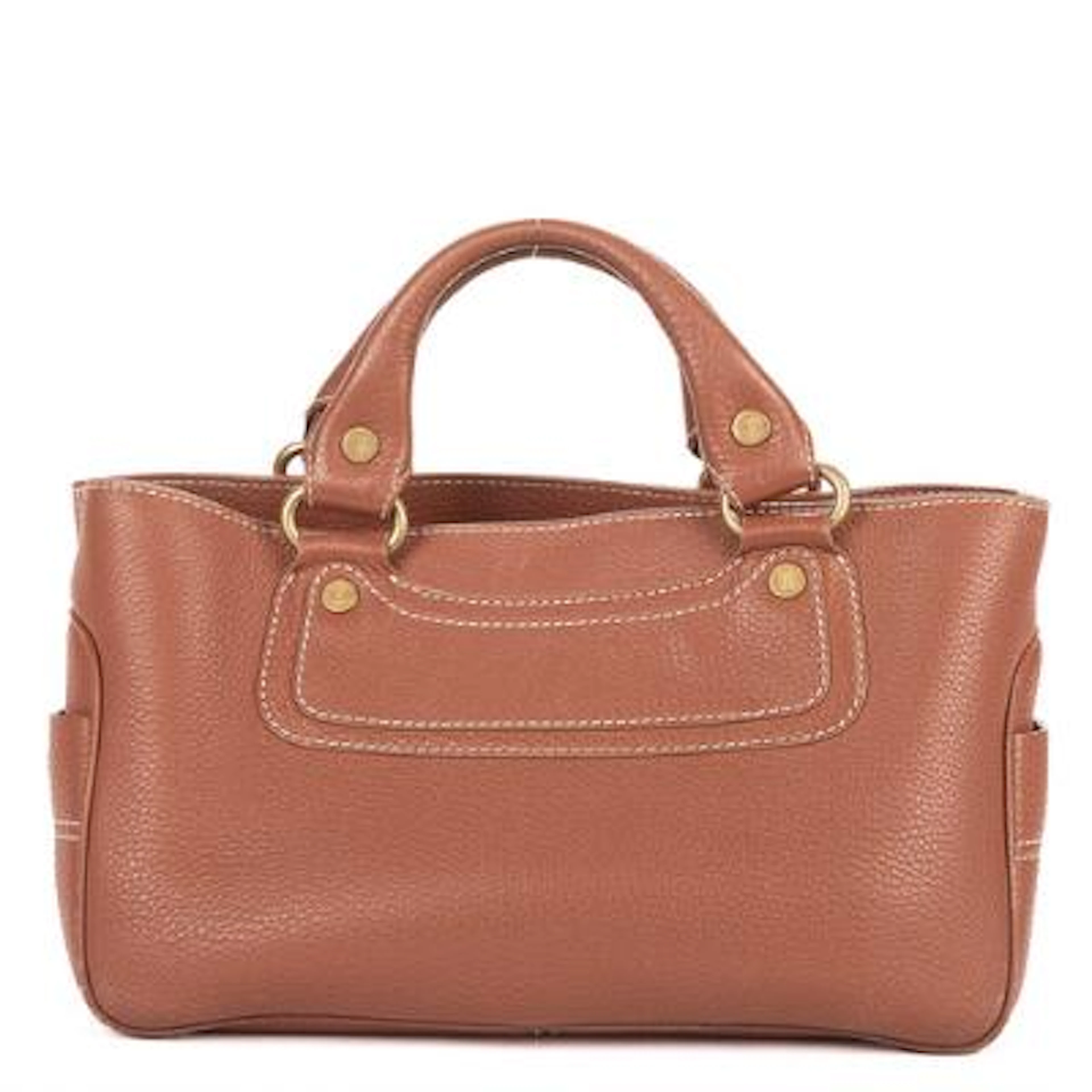 Celine: A "Boogie Bag" of leather with gold-tone hardware and two