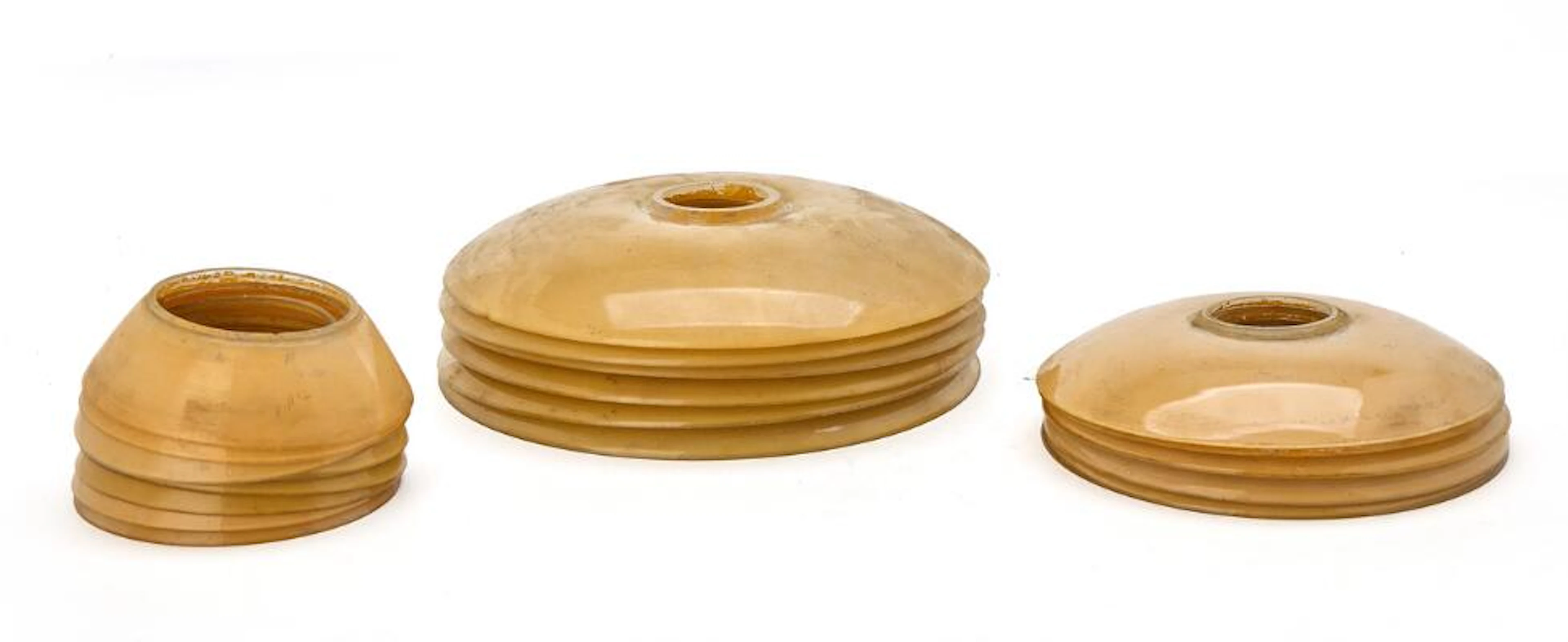 Poul Henningsen: Yellow lacquered frosted glass spare shades. (21)