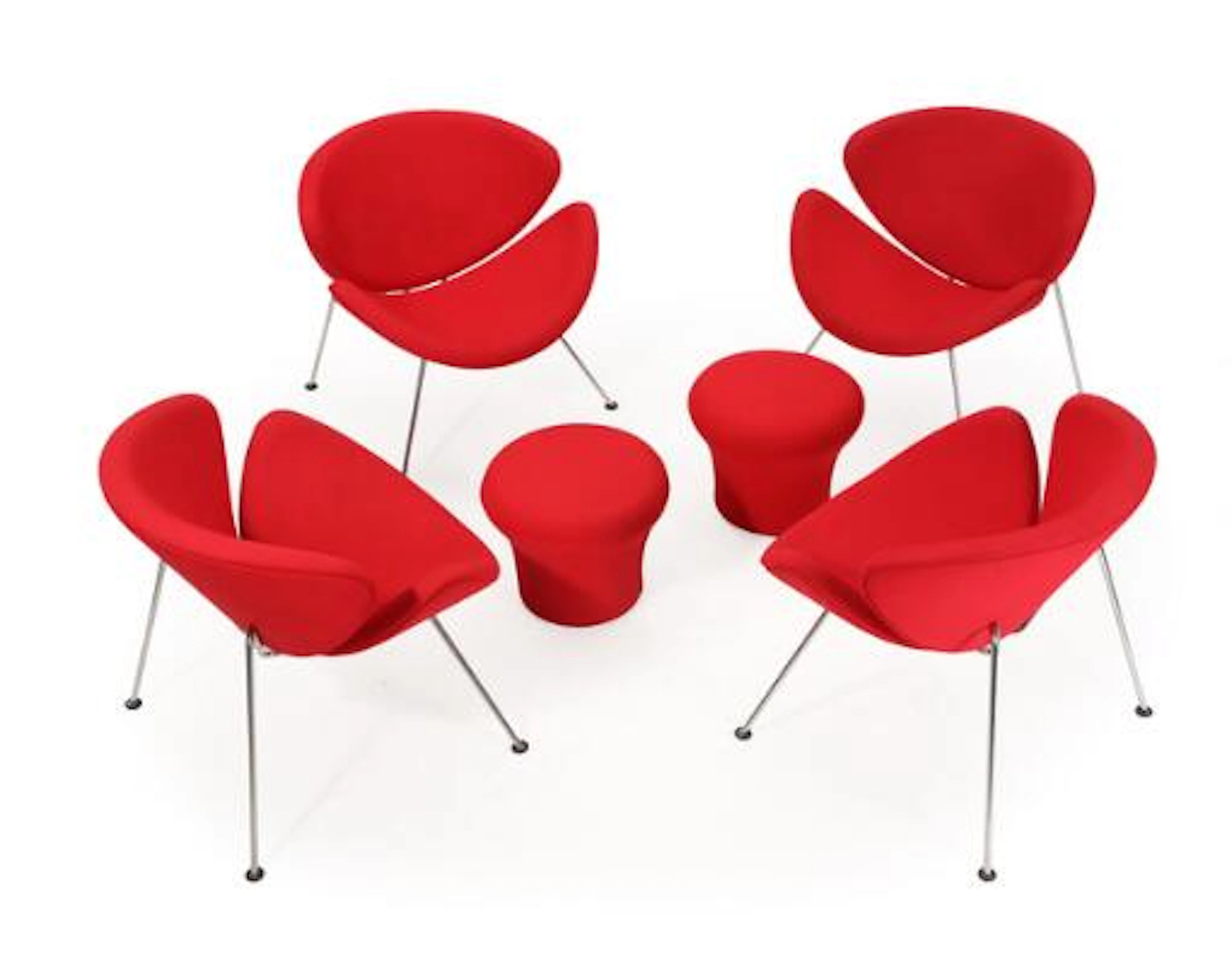 Pierre Paulin: "Orange slice" and "Mushroom". Four easy chairs with