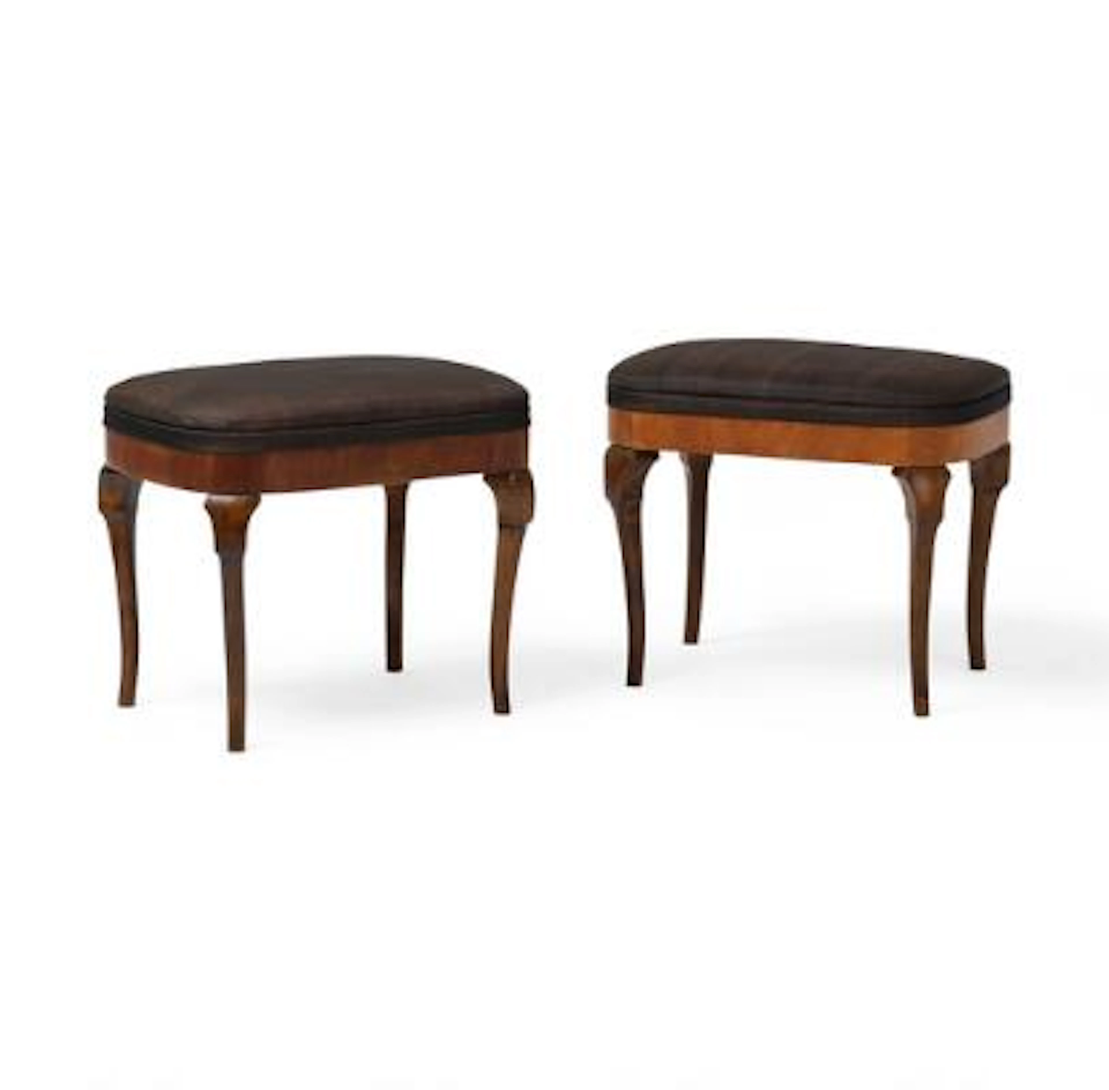 Danish furniture design: A pair of stools with sides of walnut and