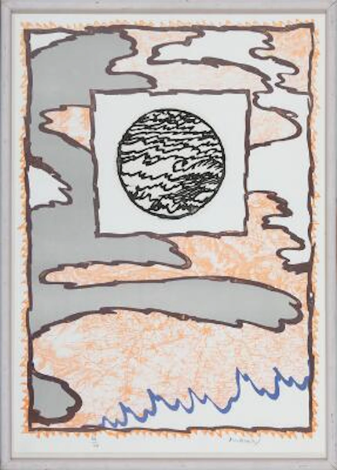 Pierre Alechinsky: Fronts et bords. Etching on lithograph. Signed