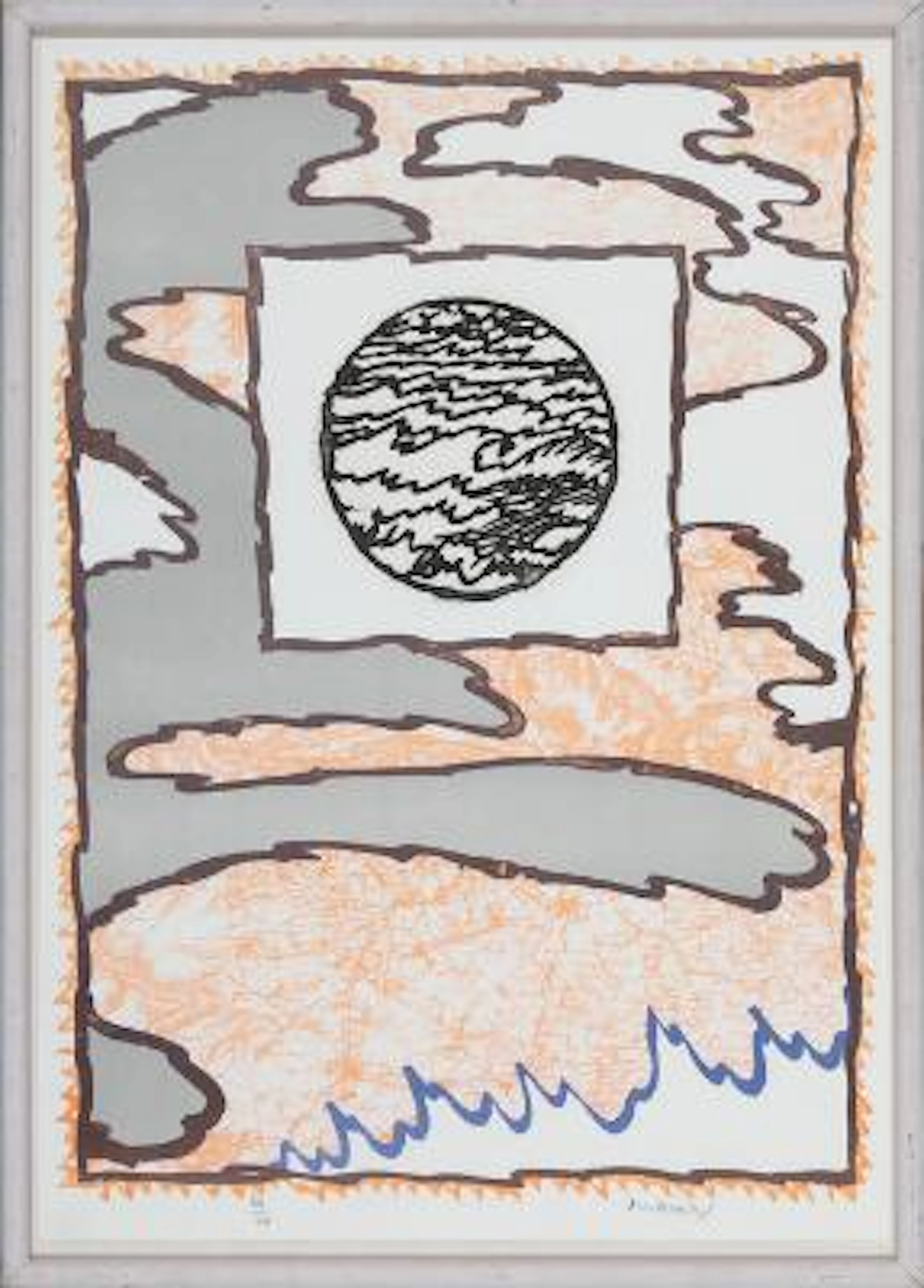Pierre Alechinsky: Fronts et bords. Etching on lithograph. Signed