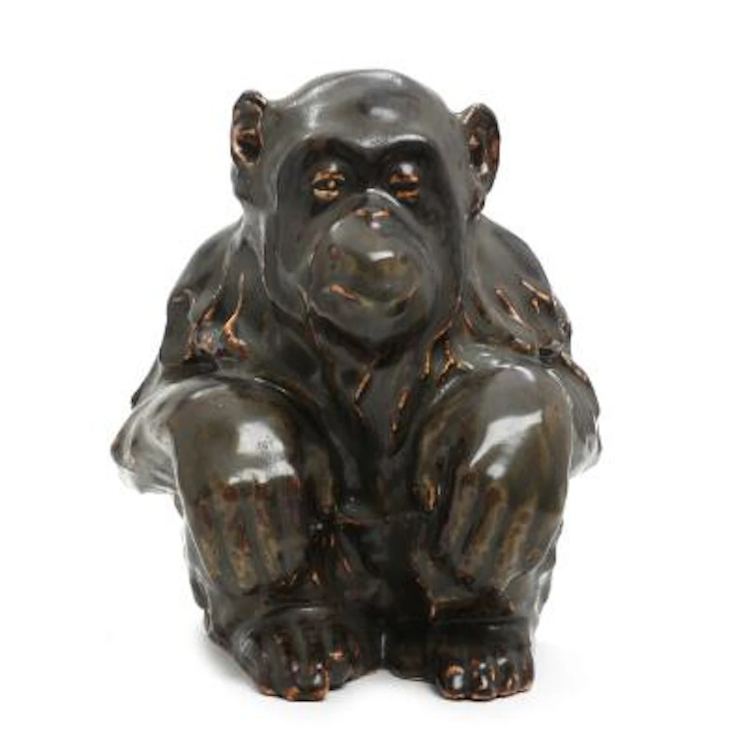 Jean René Gauguin: A stoneware figure modelled in the shape of a sitting
