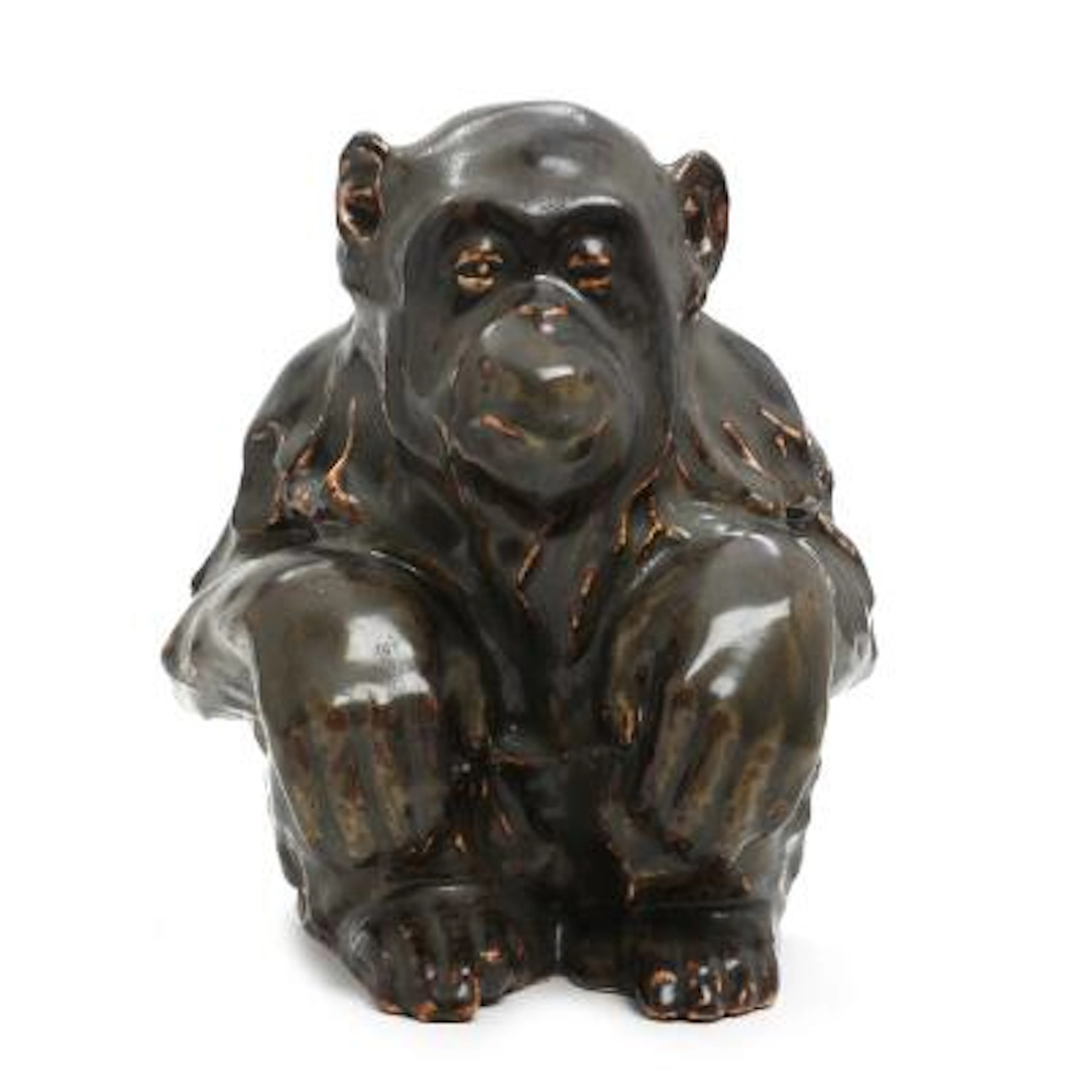 Jean René Gauguin: A stoneware figure modelled in the shape of a sitting