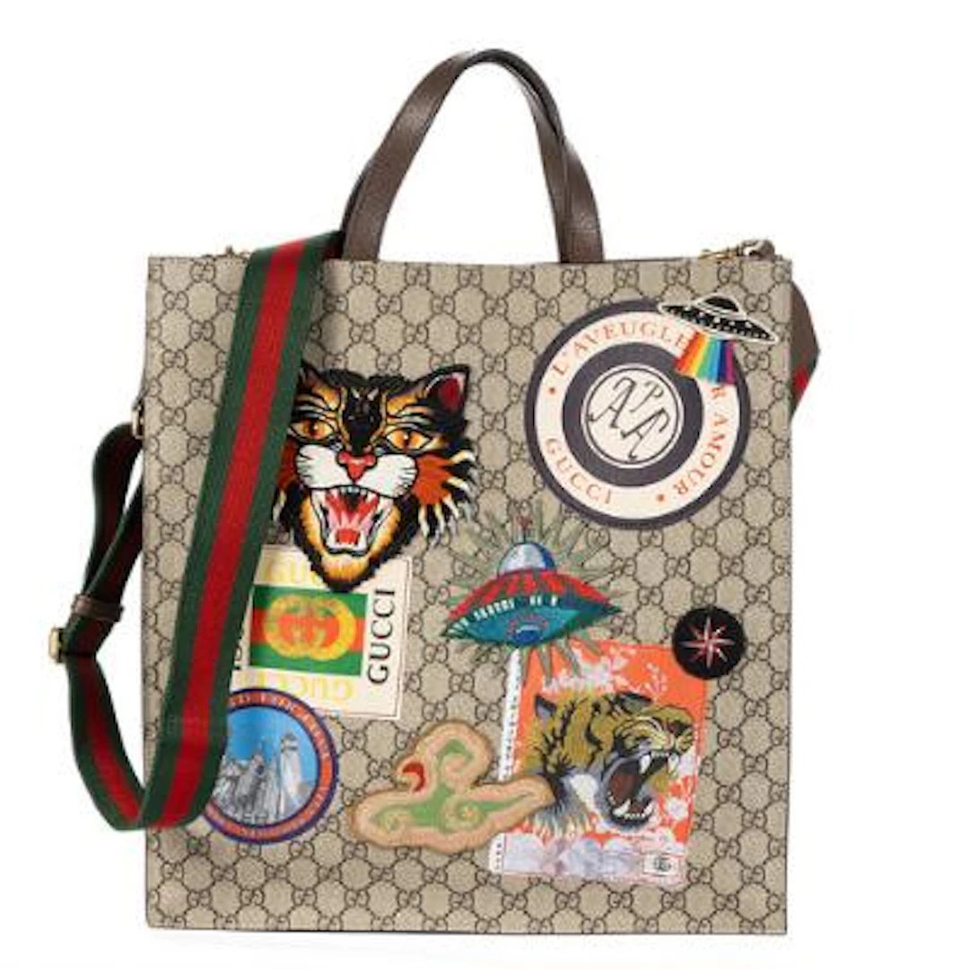 Gucci: A "Tigers GG Square Messenger" of beige/brown Supreme-monogram