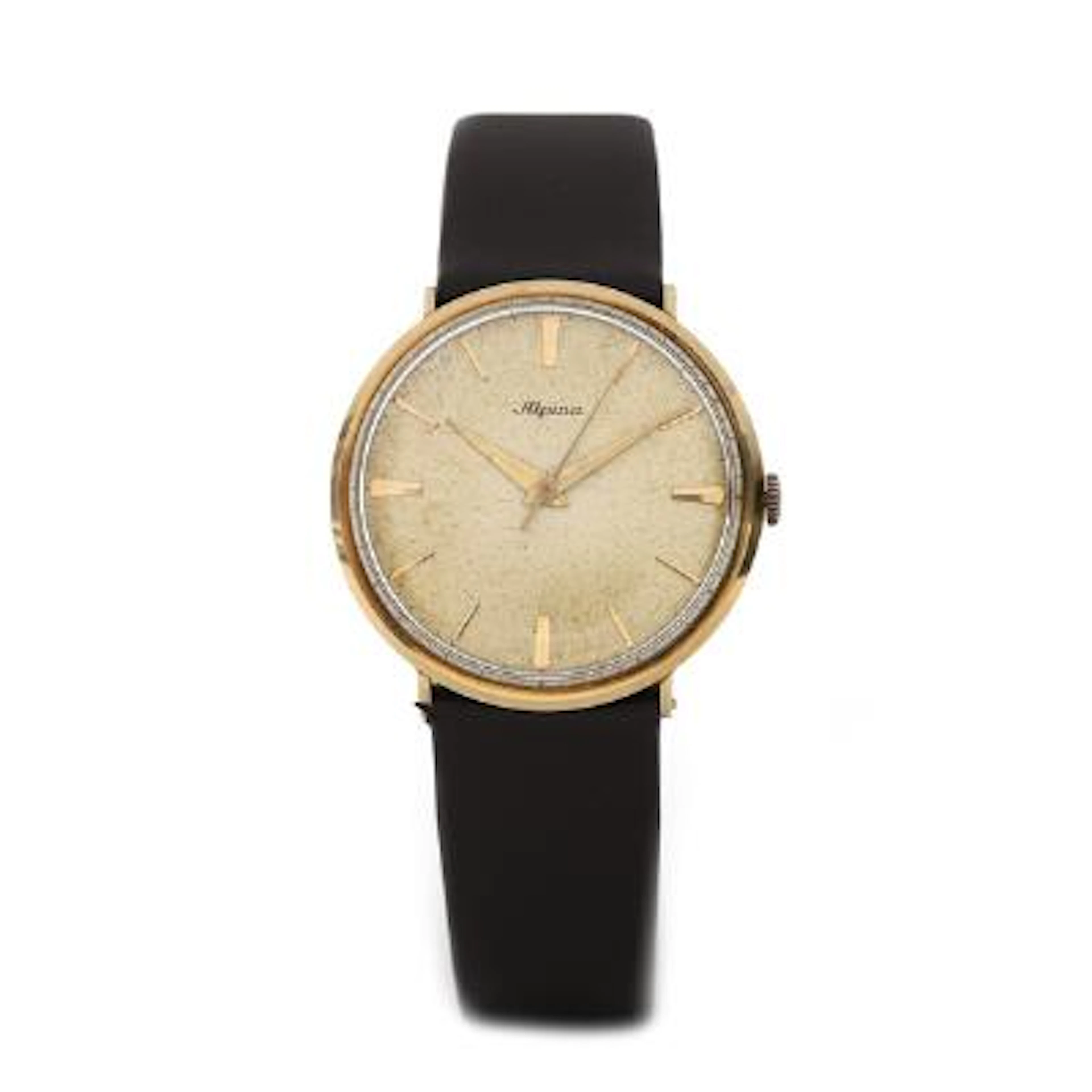 Alpina: Wristwatch of 14k gold. Mechanical movement with manual winding.