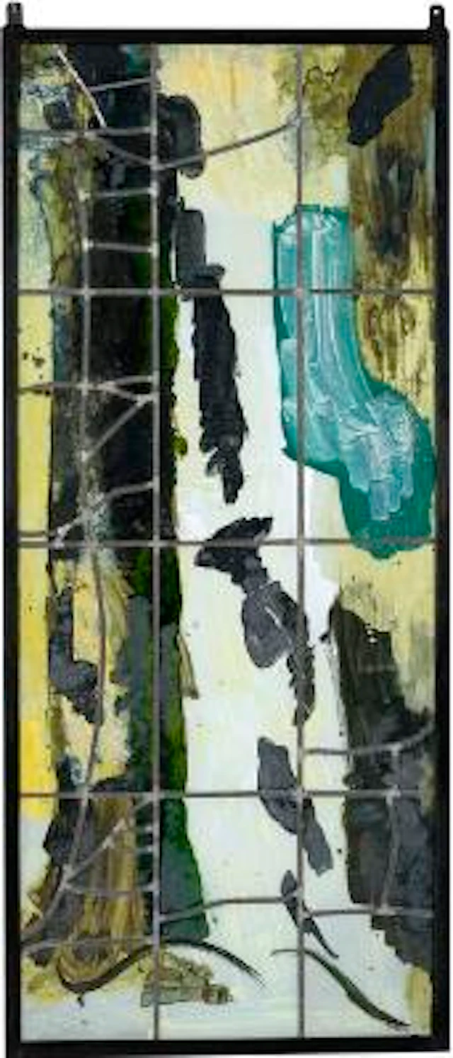Per Kirkeby: Untitled, 1988. Unsigned. Polychrome painted glass painting