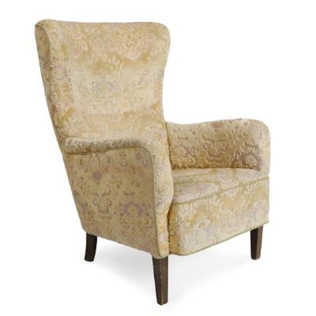 Danish furniture design: High-back easy chair with stained beech legs