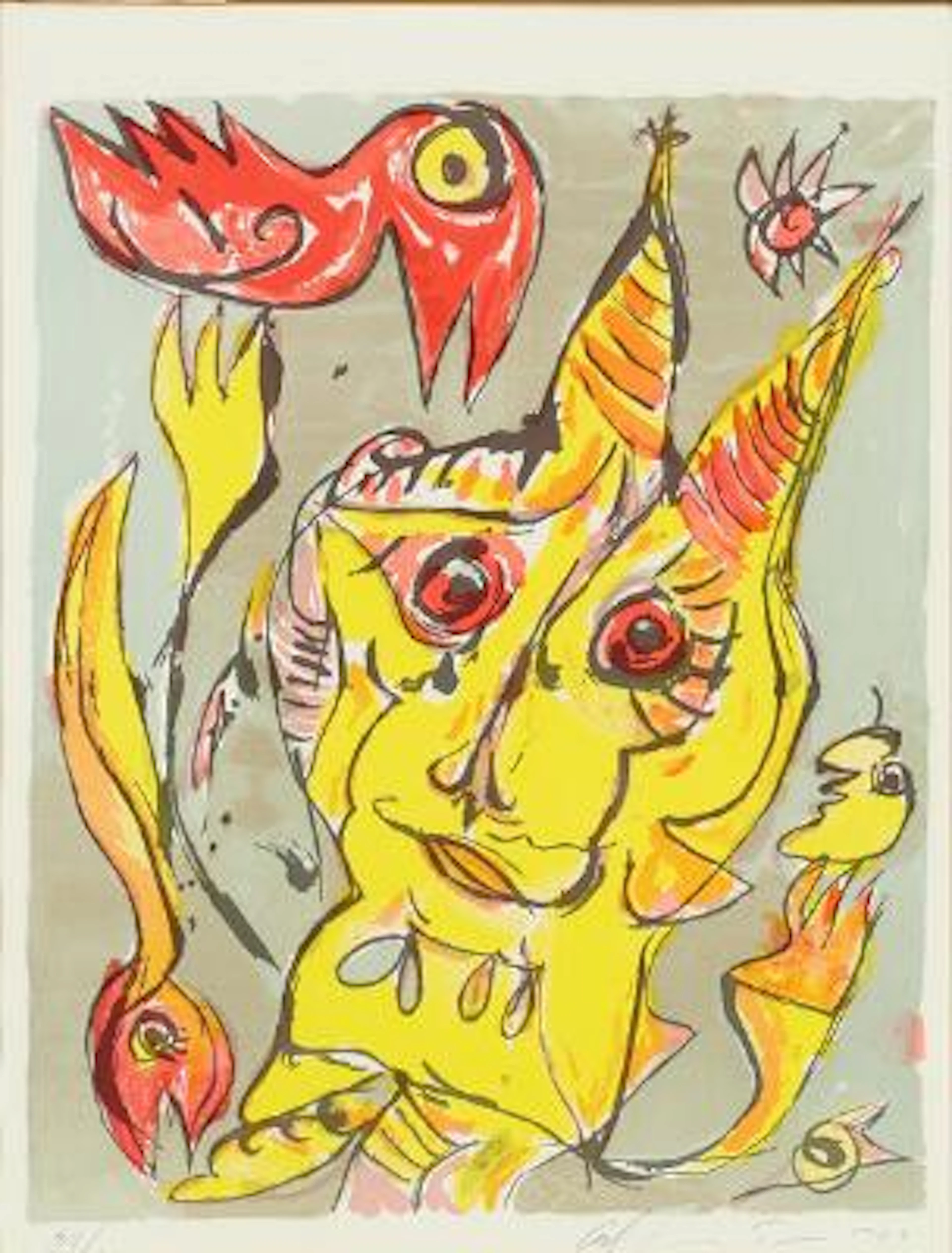 Carl-Henning Pedersen: Composition. Signed Carl-Henning Pedersen 85