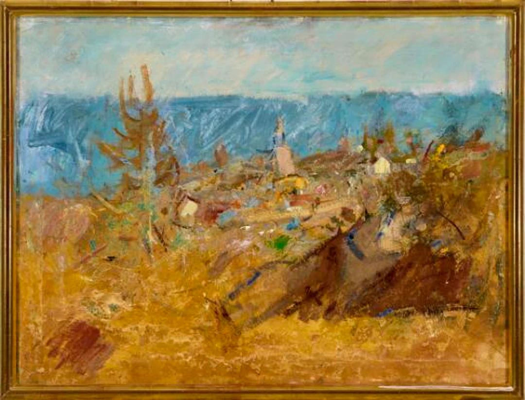 Oluf Høst: View over Gudhjem, Bornholm. Signed O.H. marts 33 (signed