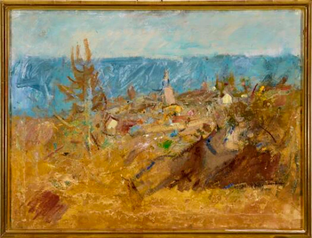 Oluf Høst: View over Gudhjem, Bornholm. Signed O.H. marts 33 (signed