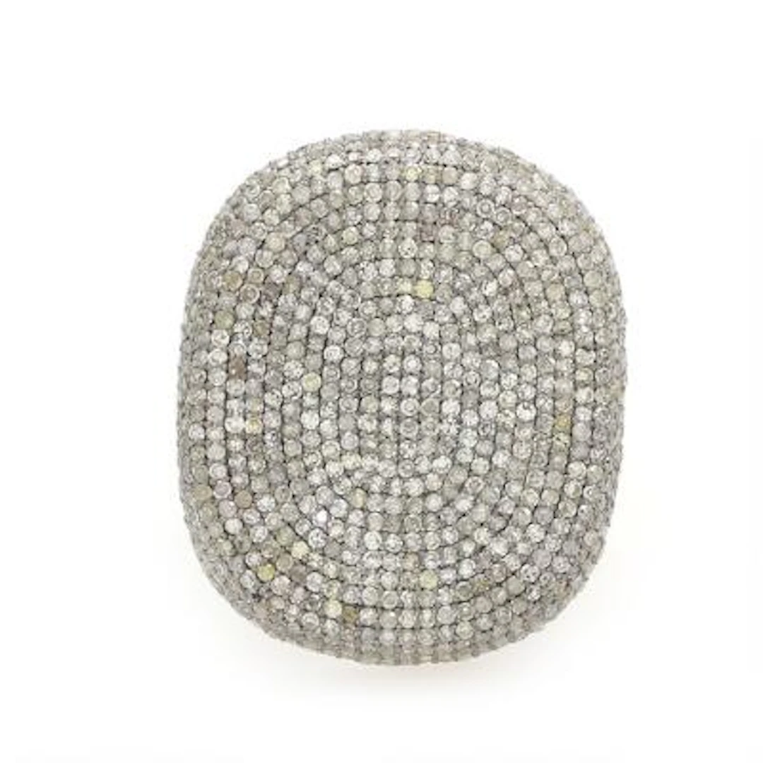 A diamond ring set with single-cut diamonds weighing a total of app.